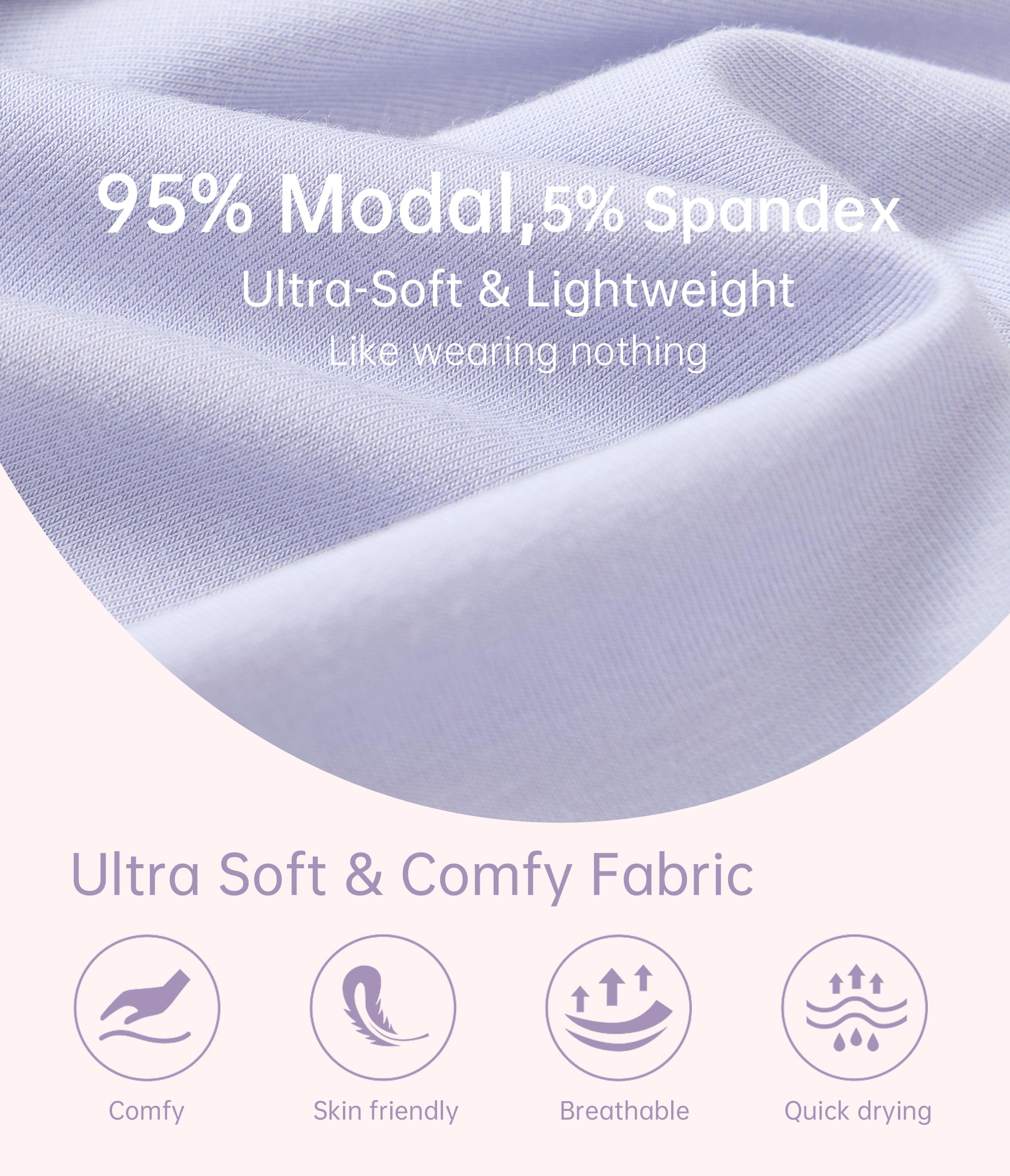 ANLIQI Women's Cotton Modal Ployamide Bikini Panties, Soft Moisture Wicking Hipster Briefs Undies for Ladies Multi-Pack
