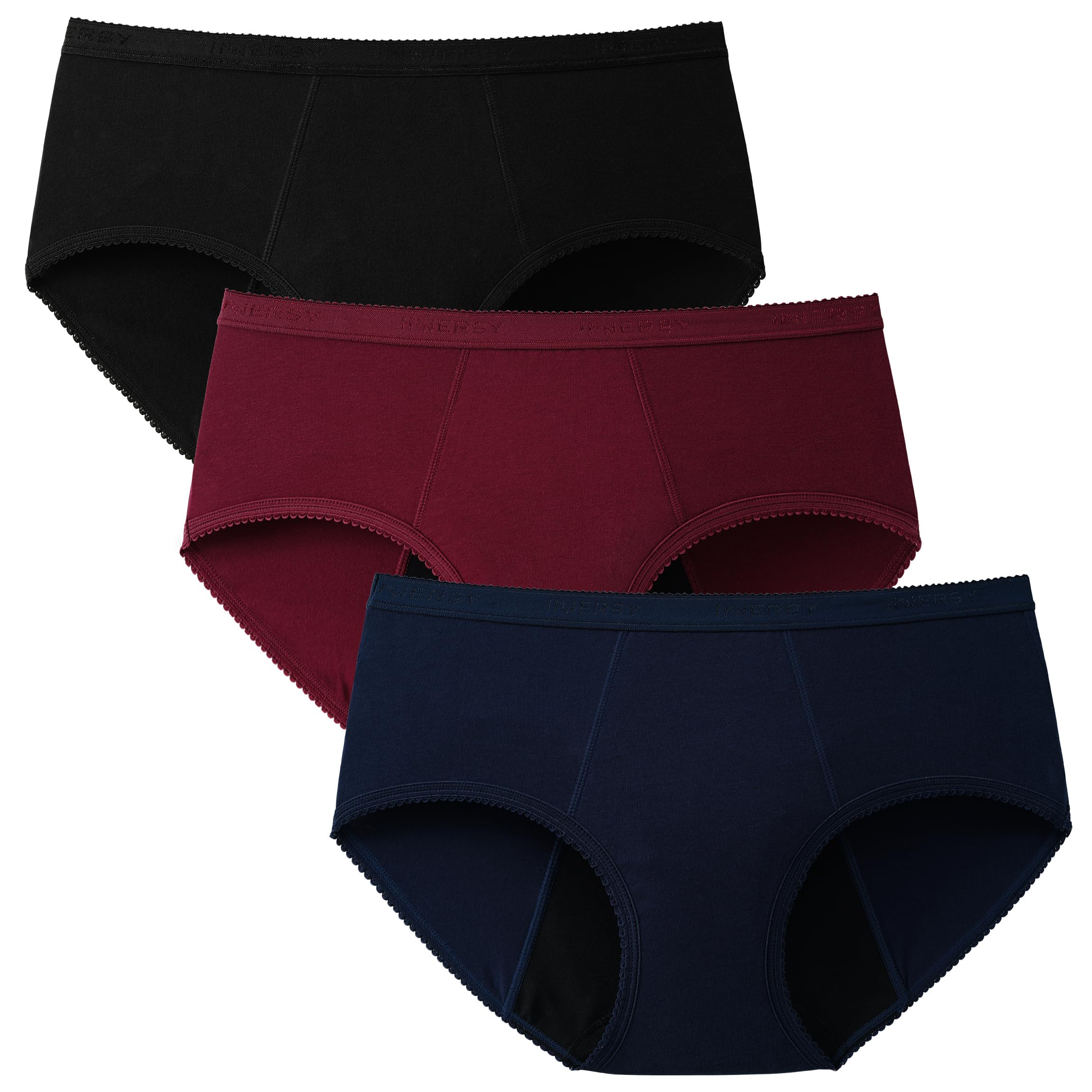 INNERSY Period Underwear for Women Teens Leak-Proof Menstrual Cotton Protective Hipster Panties 3-Pack
