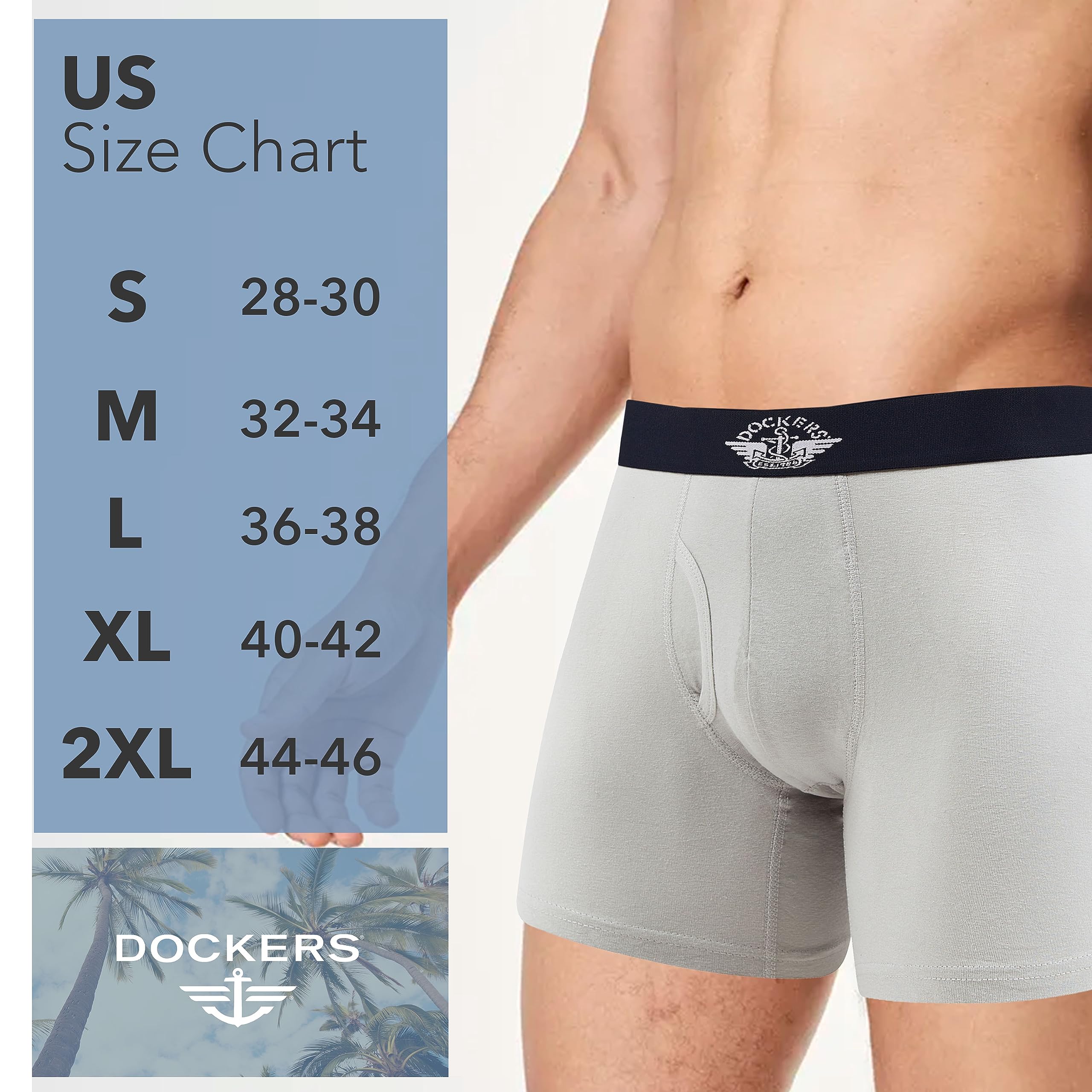 DOCKERS Mens Boxer Briefs Breathable Cotton Underwear for Men Pack of 5