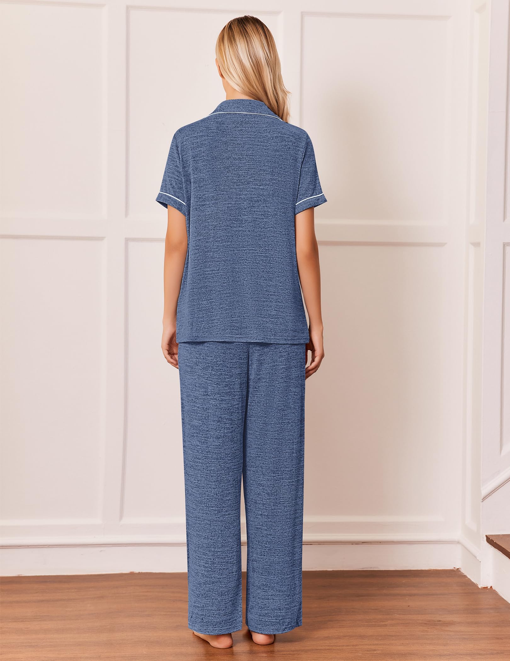 Ekouaer Pajamas for Women Set Short Sleeve Long Pants 2 Piece Lounge Set