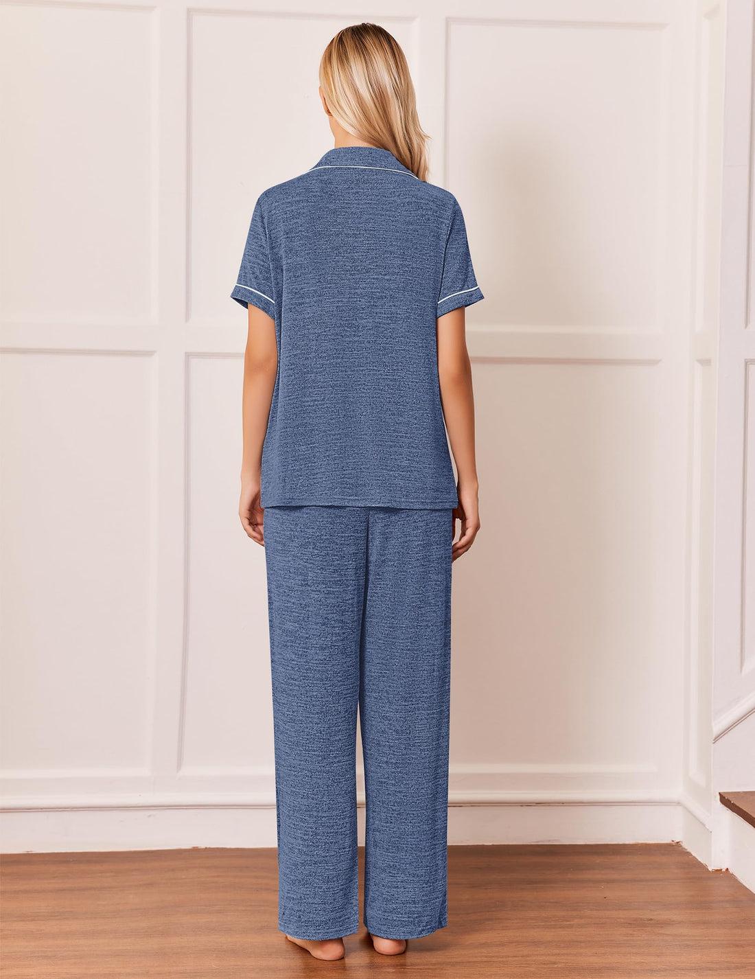 Ekouaer Pajamas for Women Set Short Sleeve Long Pants 2 Piece Lounge Set
