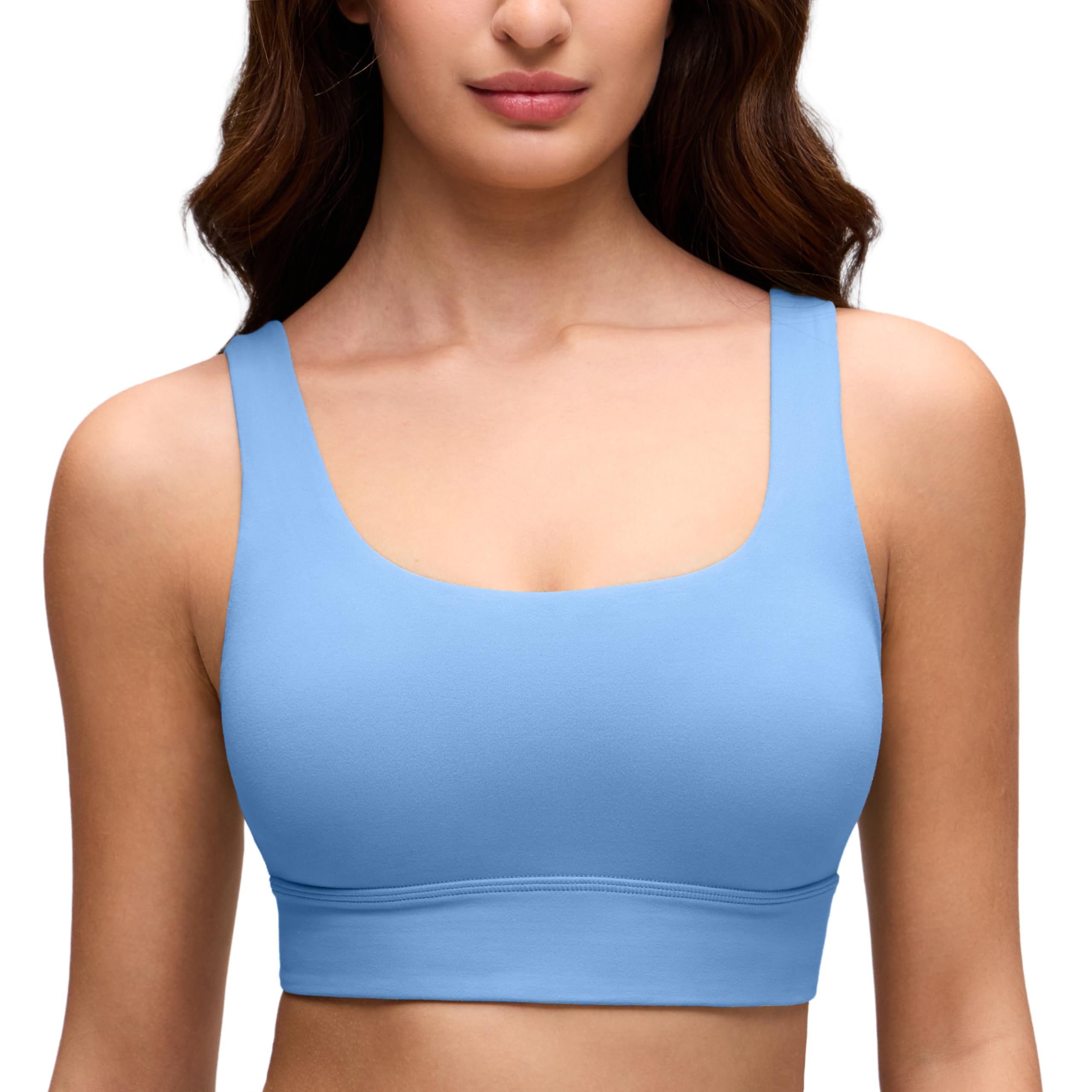 CRZ YOGA Butterluxe U Back Sports Bras | Light Support, Removable Pads, Yoga, Extremely Soft, Longline, Scoop Neck, Wide Straps, for Women