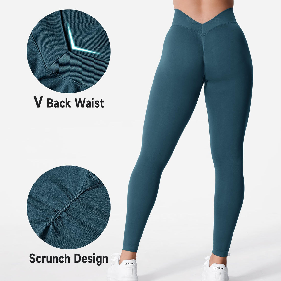 YEOREO CoreFlex Women Scrunch Workout Leggings High Waisted V Back Pants | Seamless, Gym, Yoga, Butt Lifting