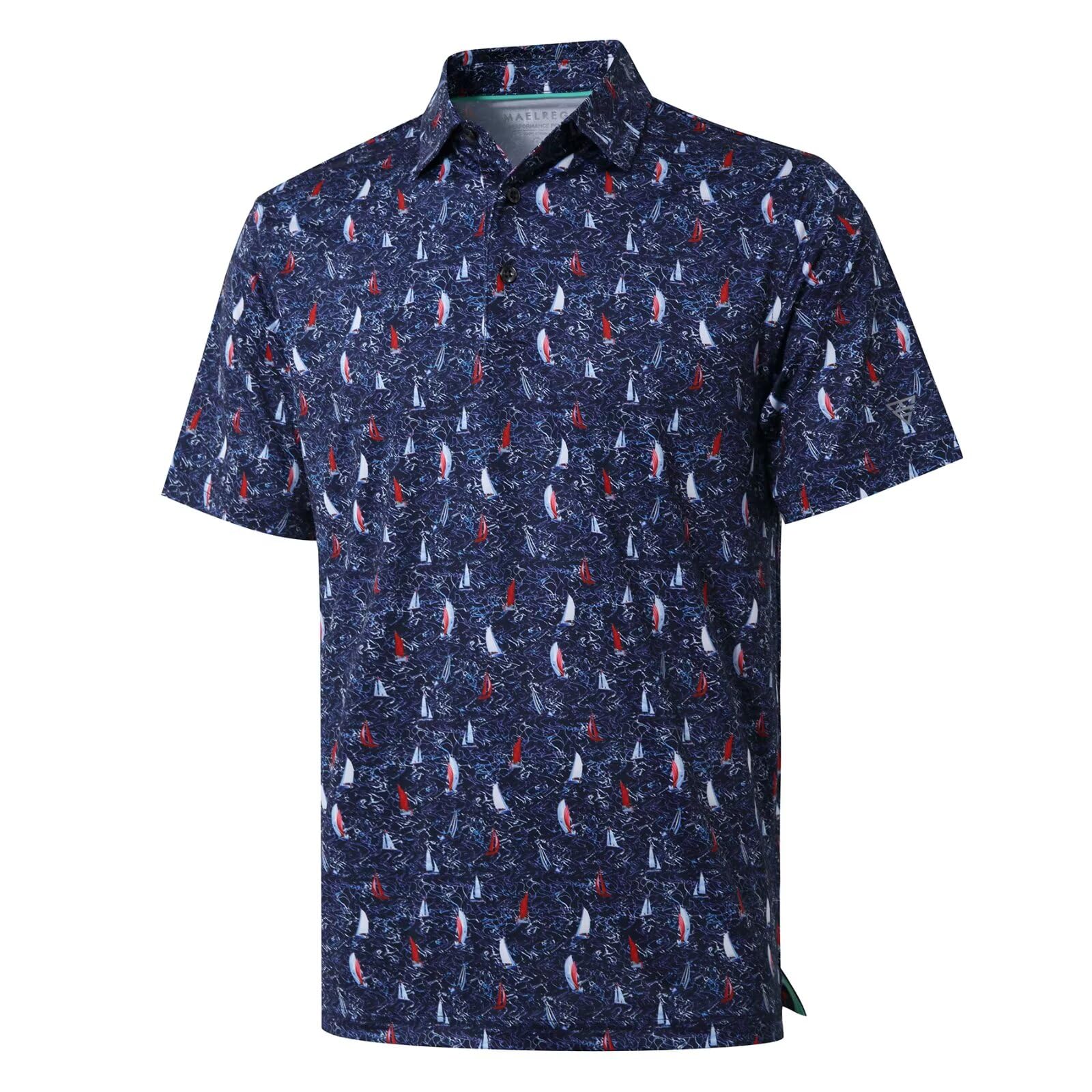 Golf Shirts for Men Dry Fit Short Sleeve Print Performance Moisture Wicking Polo Shirt