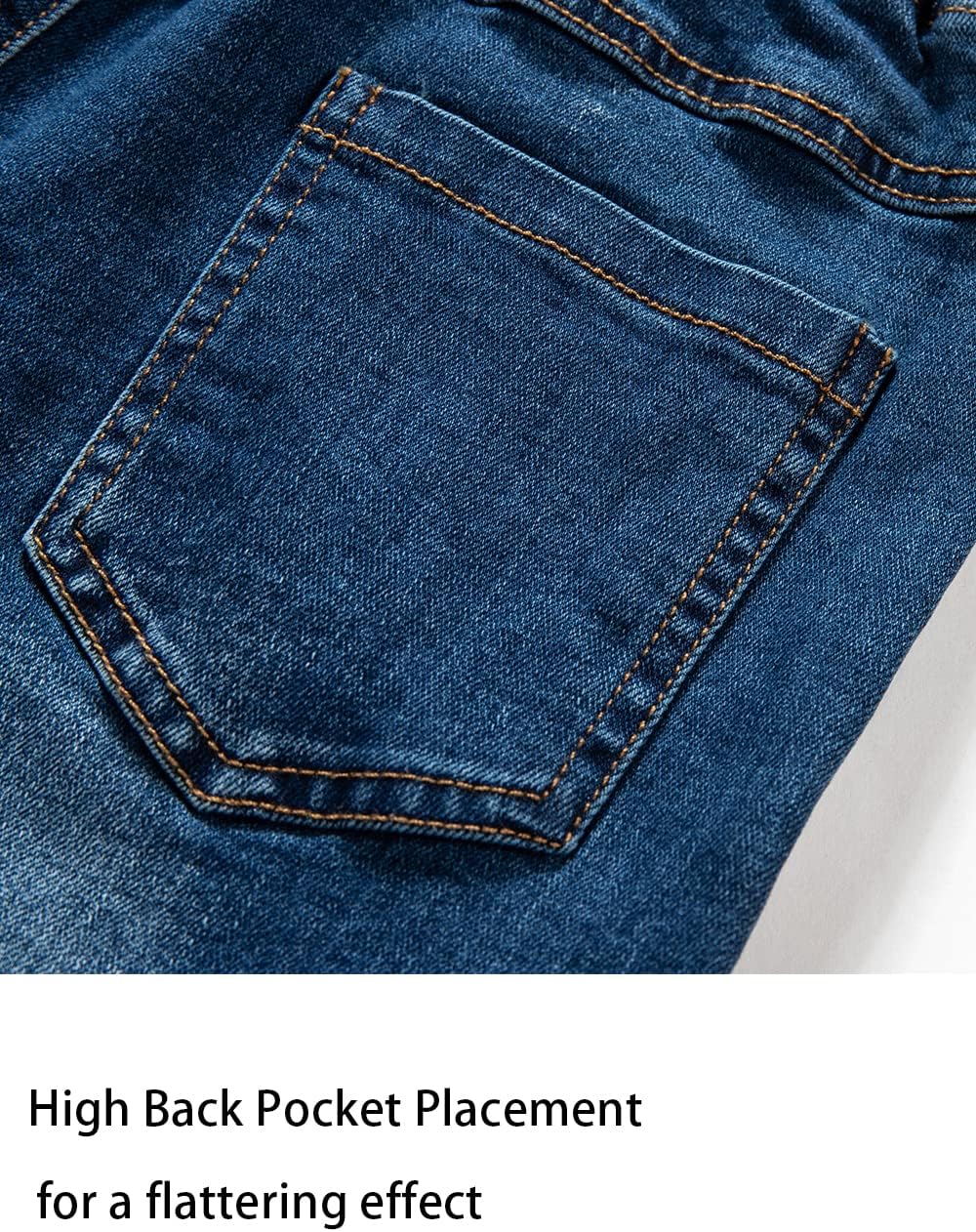 Boys' Blue Denim Jeans Elastic Waist Cotton Pants for Kids