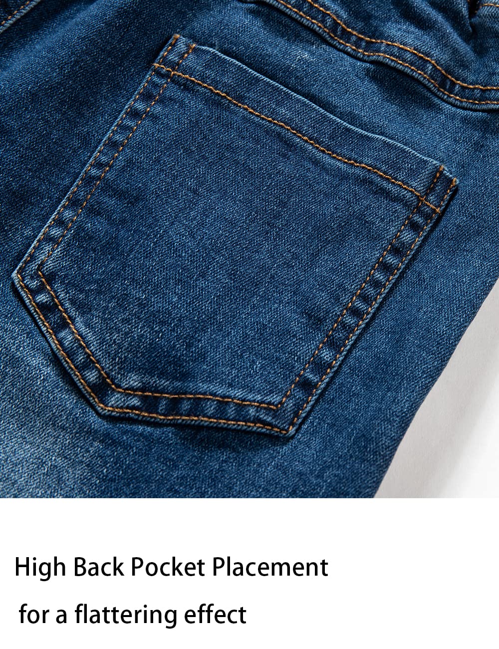 Boys' Blue Denim Jeans Elastic Waist Cotton Pants for Kids