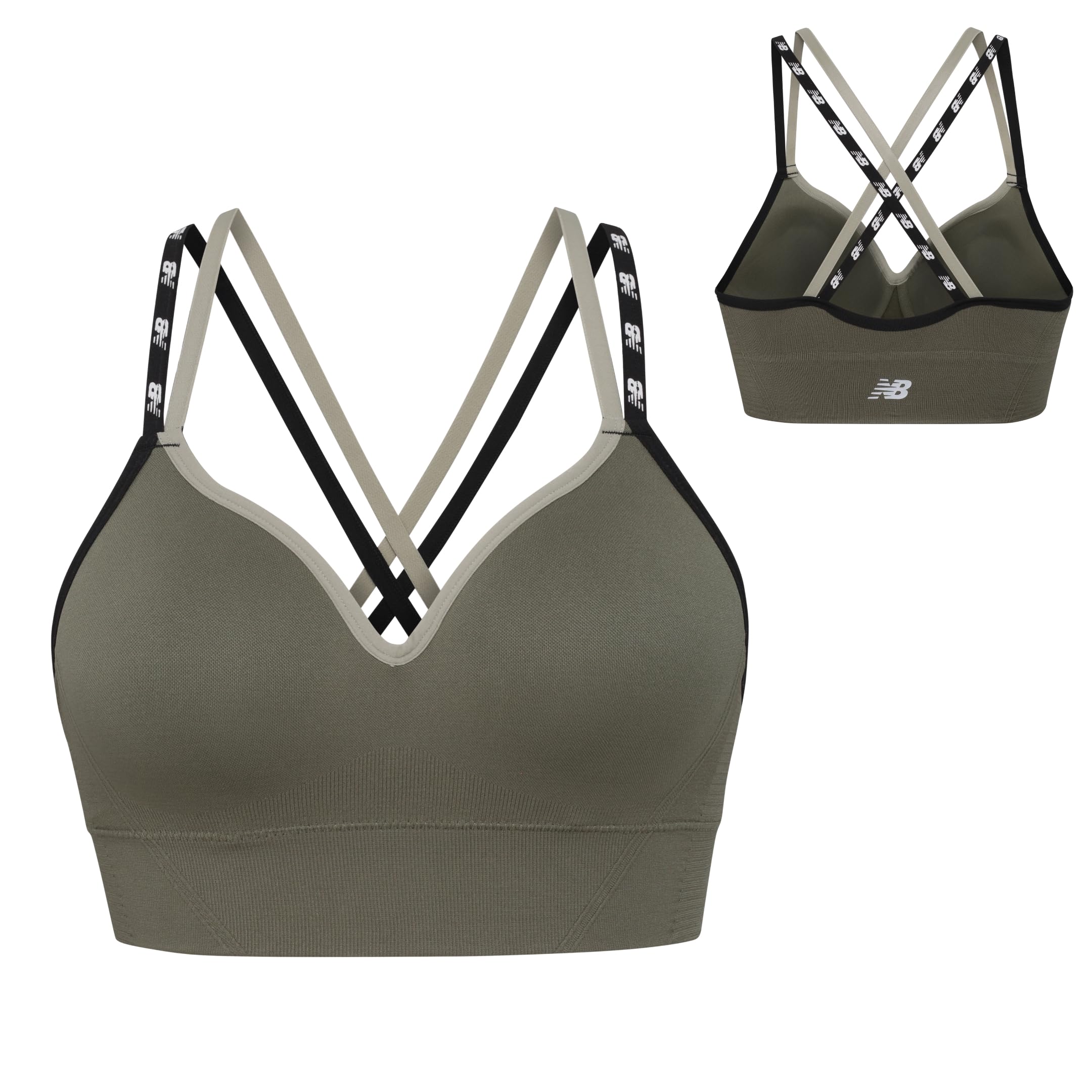 New Balance Women's Sports Bra with Molded Cups, High Impact Athletic Workout Set, Crisscross Strap, Seamless Bra for Women,