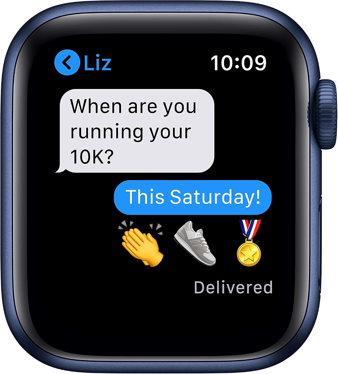 Apple Watch Series 6 (GPS, 40mm) - Blue Aluminum Case with Deep Navy Sport Band (Renewed)