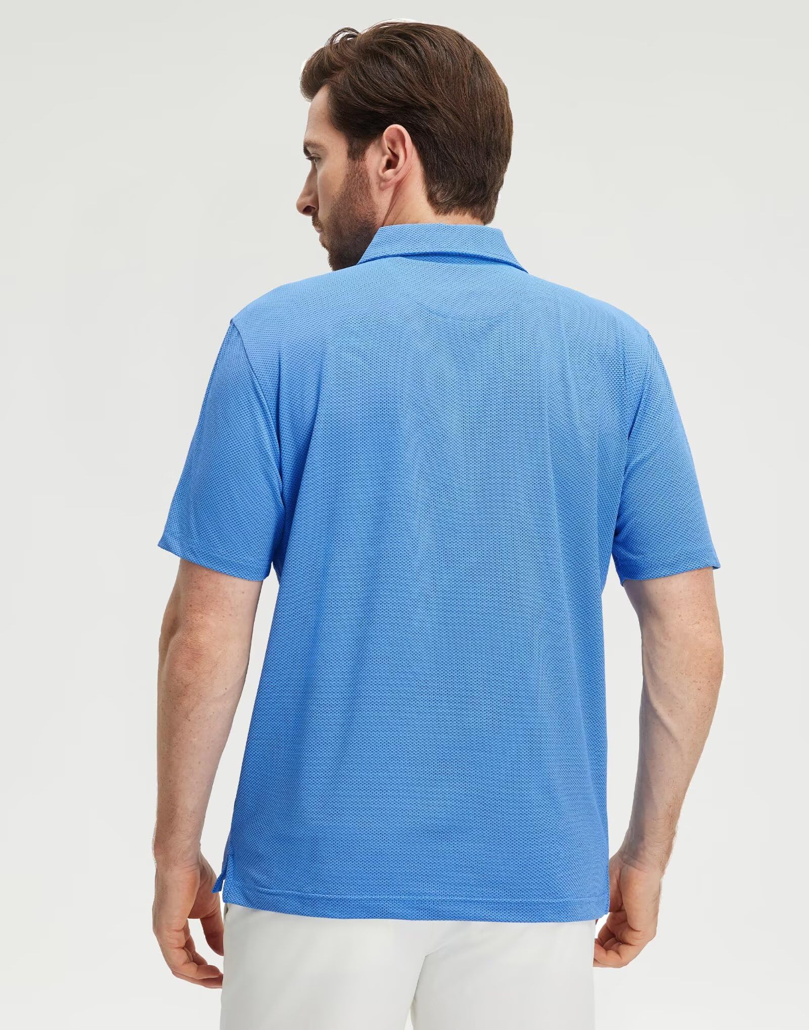 M MAELREG Mens Golf Shirts Short Sleeve Performance Moisture Wicking Dry Fit Collared Jacquard Polo Shirts for Men