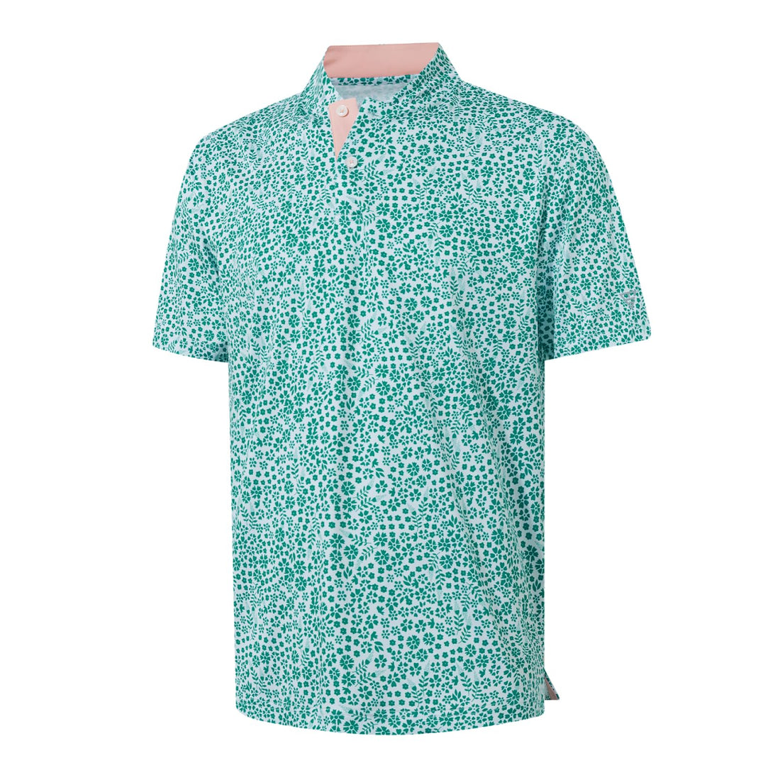 M MAELREG Golf Shirts for Men Collarless Performance Dry Fit Stretch Henley Casual Printed Mens Polo Shirts Short Sleeve
