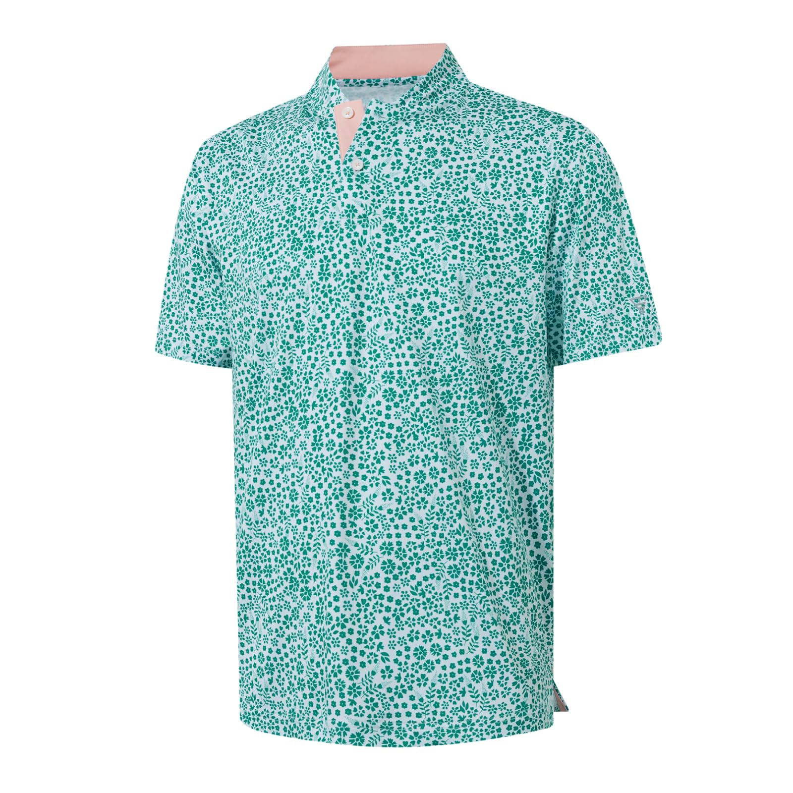 M MAELREG Golf Shirts for Men Collarless Performance Dry Fit Stretch Henley Casual Printed Mens Polo Shirts Short Sleeve