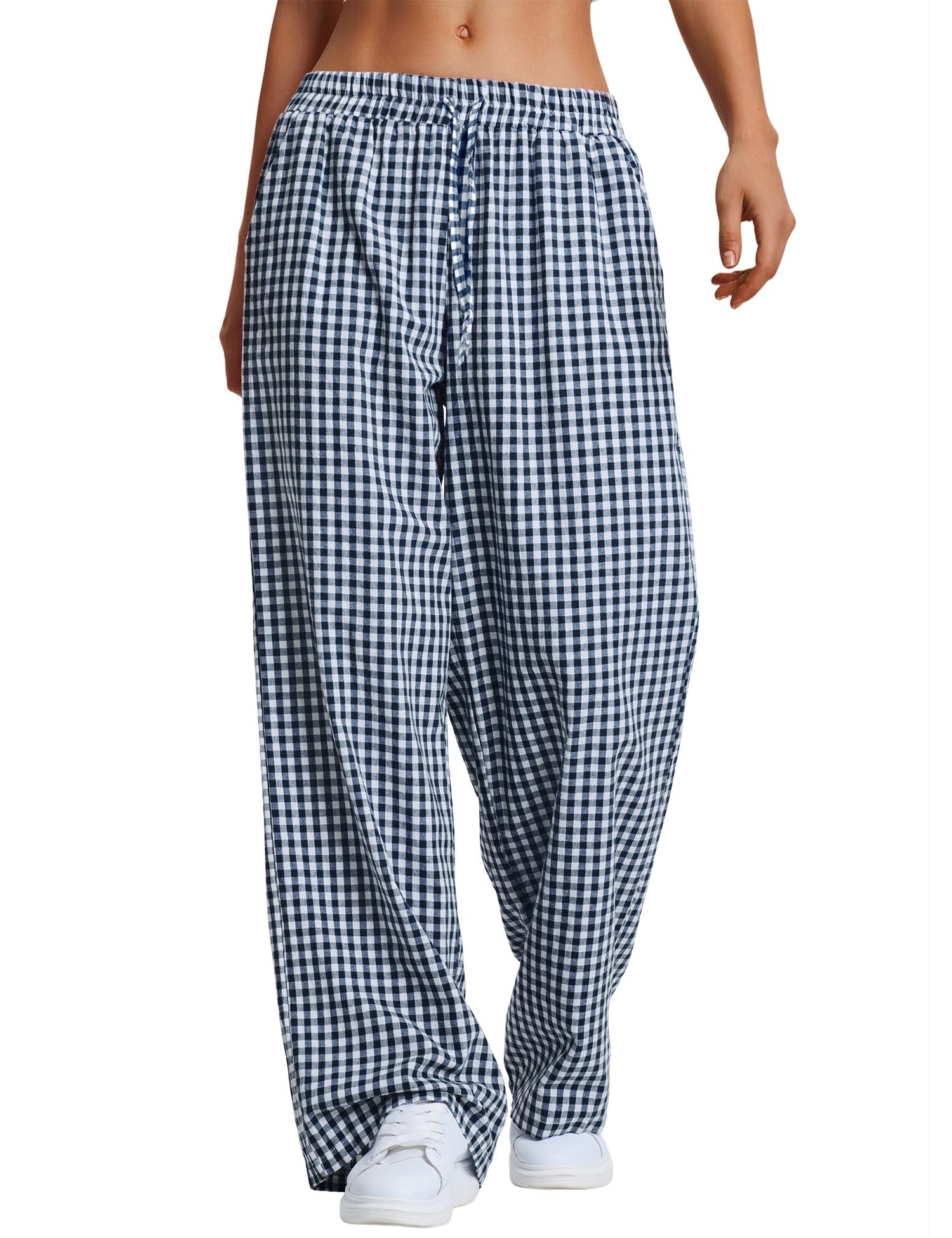 LOMON Striped Gingham Pants Women Summer Fall Pajamas Lounge Boxer Bottoms