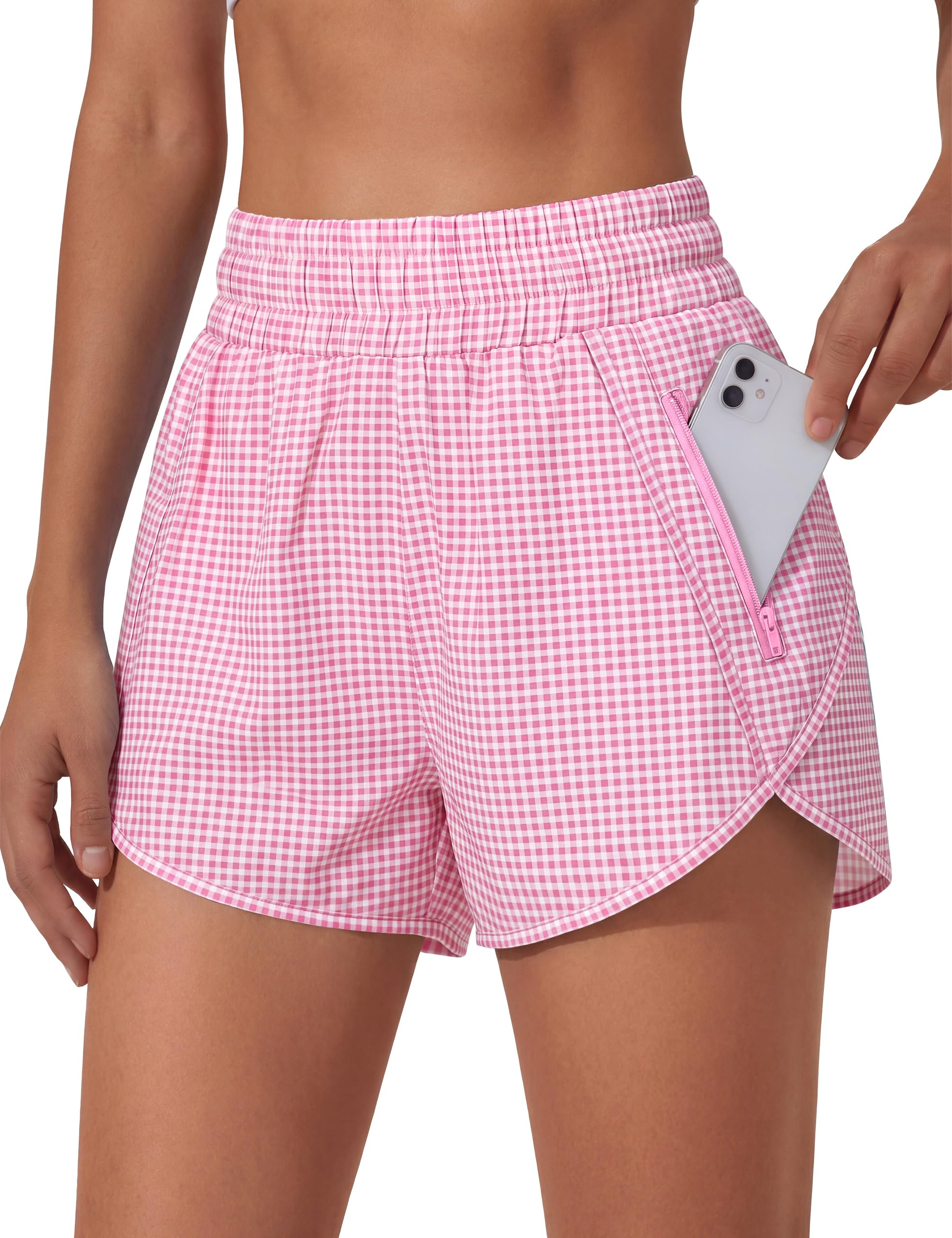BMJL Women's Running Shorts Elastic High Waisted with Pockets, 2.5" Sporty Workout Quick Dry Athletic Shorts