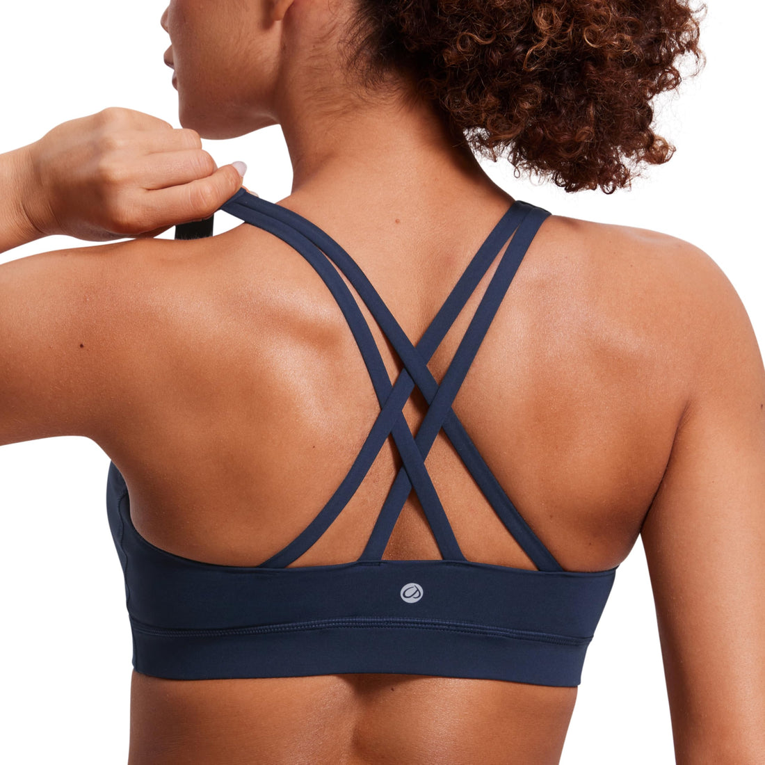 CRZ YOGA Naked Feeling Strappy Sports Bras | Medium Support, Removable Pads, Yoga, Sleek, Scoop Neck, for Women