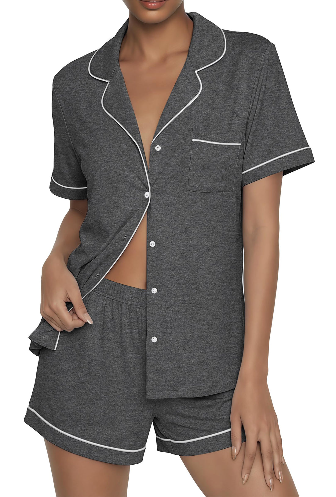 Ekouaer Womens Pajama Sets Button Up Pjs 2 Piece Short Sleeve Sleepwear