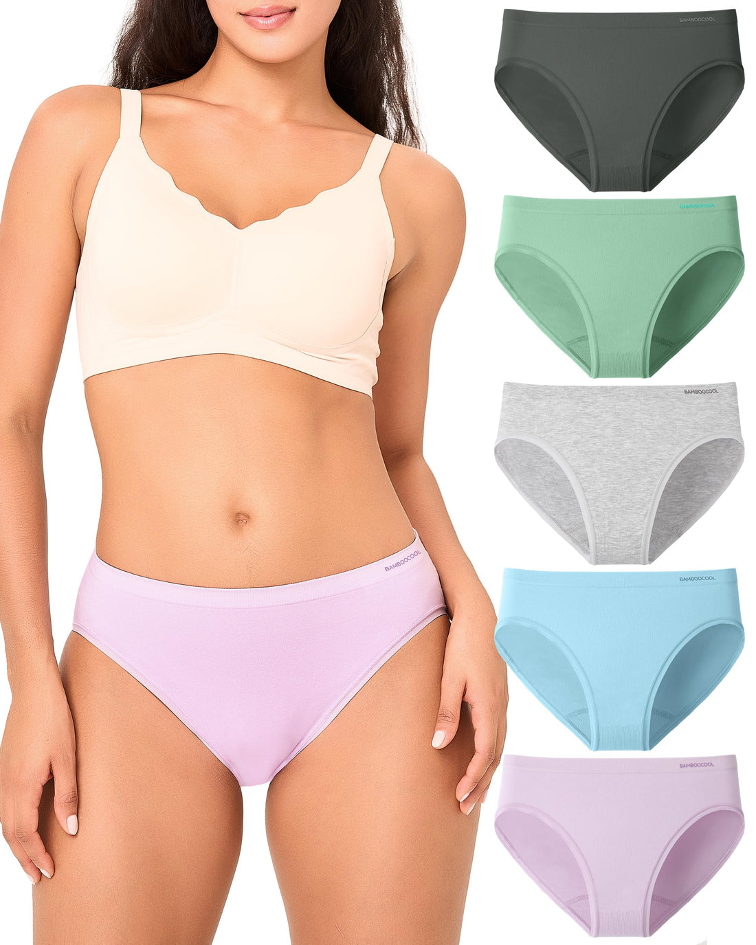 BAMBOO COOL Women's Underwear Ladies Brief Seamless Panties Moisture Wicking Stretchy Full Coverage
