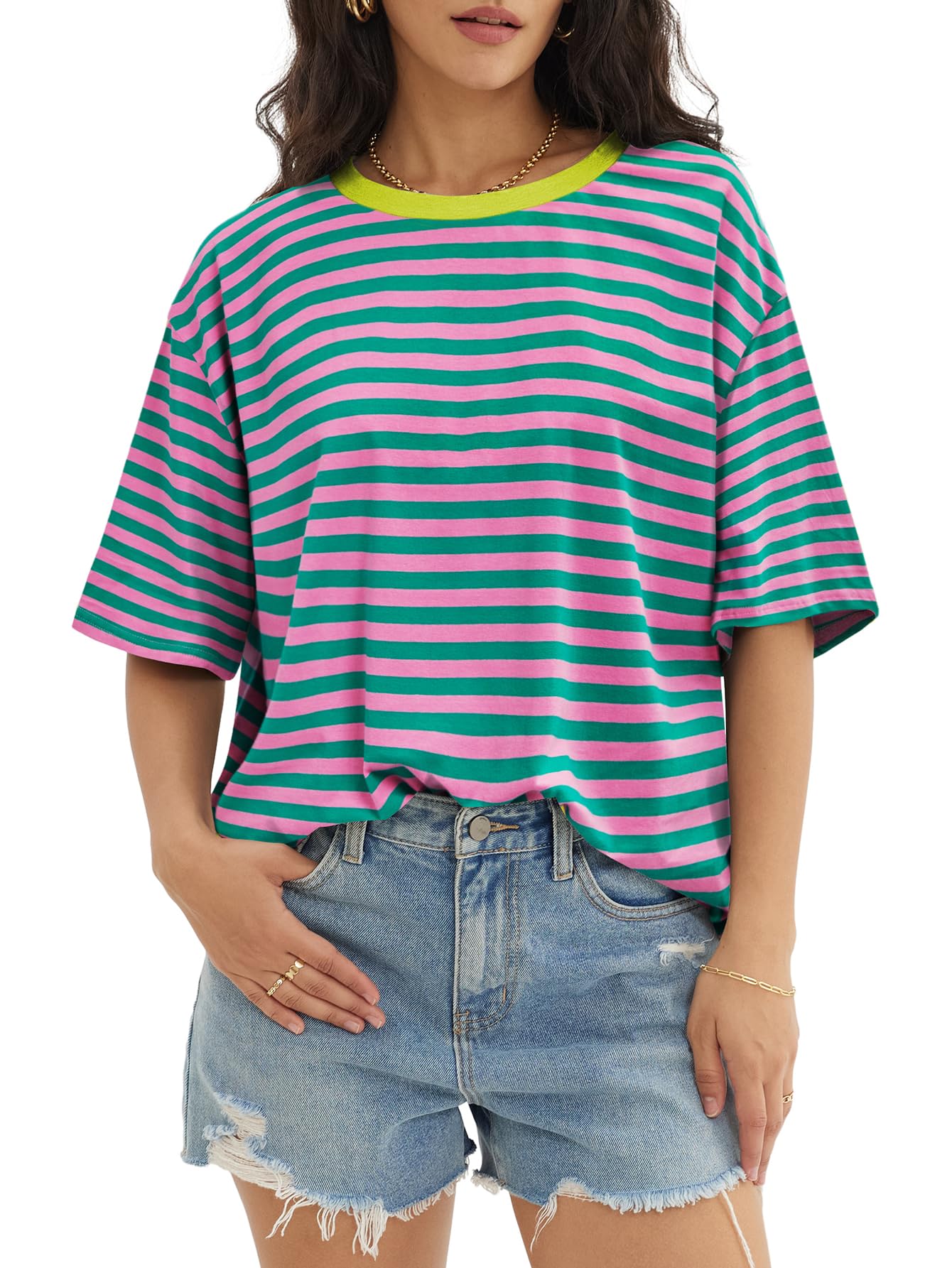 ATHMILE Womens Oversized T Shirts Casual Tee Workout Tops Gym Clothes Summer Loose Fit Short Sleeve Graphics Basic Y2K 2026