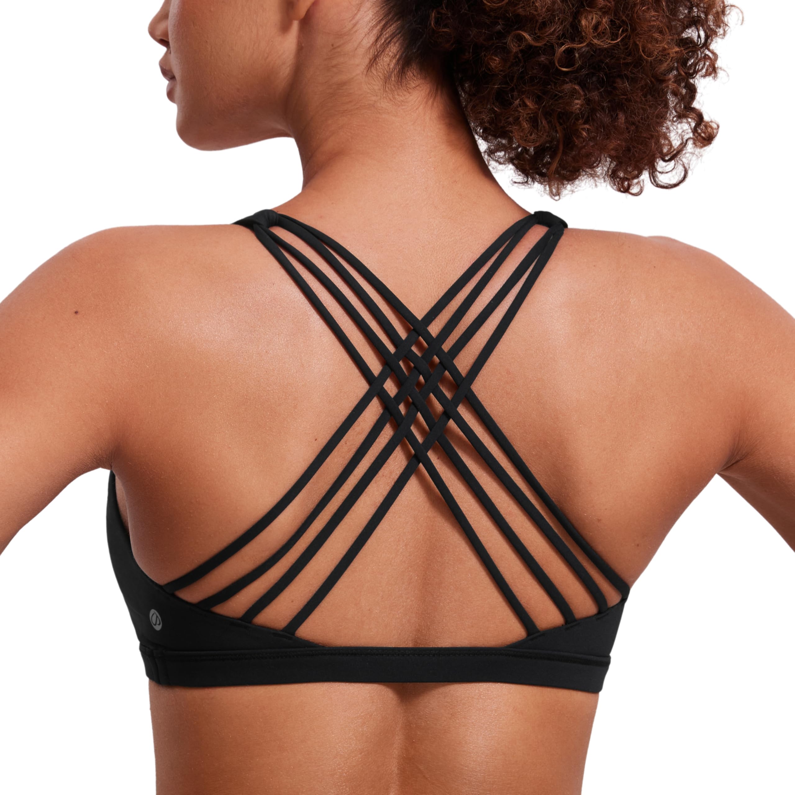 CRZ YOGA Naked Feeling Cross Back Sports Bras | Light Support, Removable Pads, Yoga, Sleek, Strappy, Scoop Neck, for Women