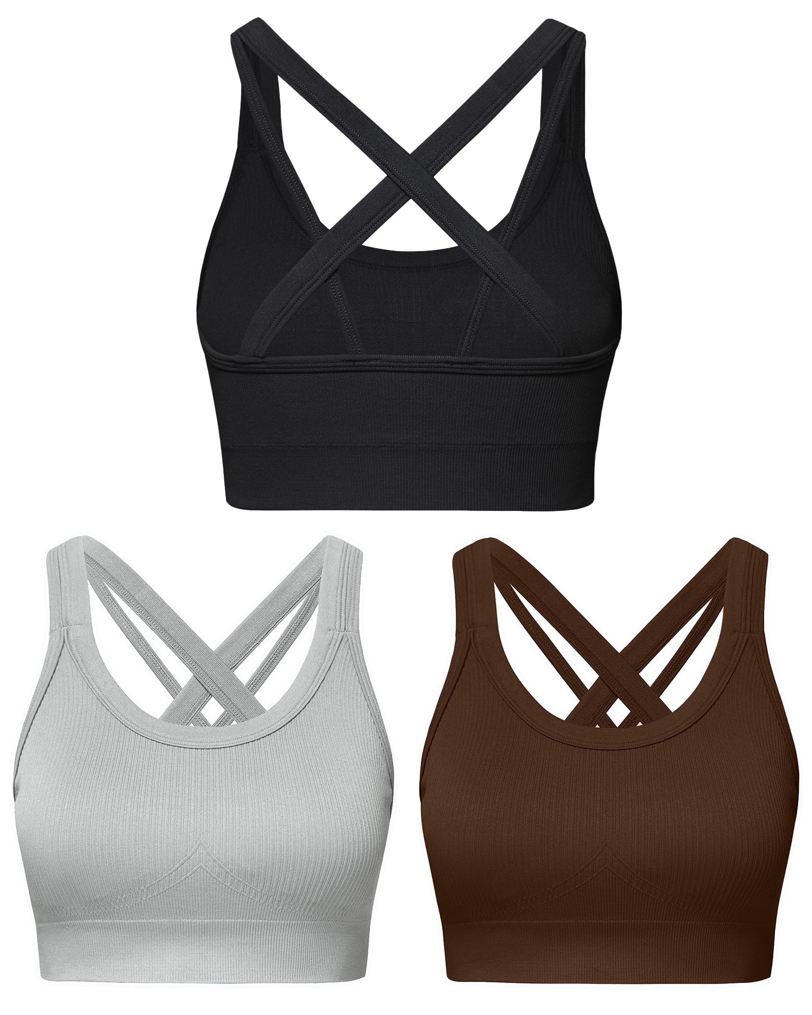 Sports Bras for Women HIigh Support, Criss-Cross Back Padded Strappy High Impact Sports Bras for Women Large Bust