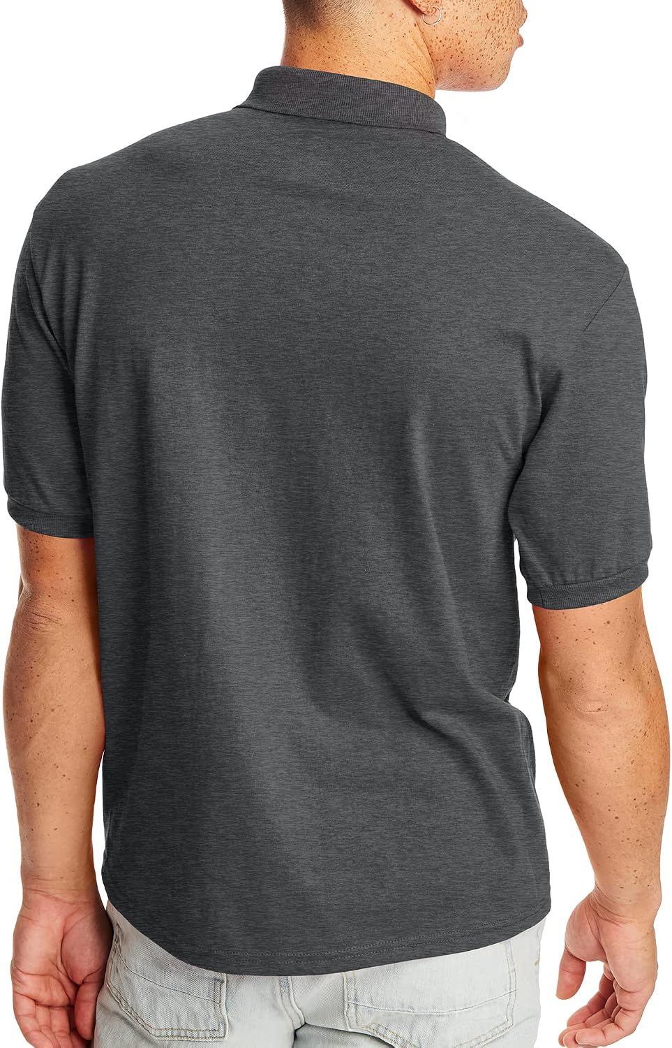 Hanes Men's Short-Sleeve Jersey Pocket Polo (Pack of 2), Charcoal Heather, 2X Large