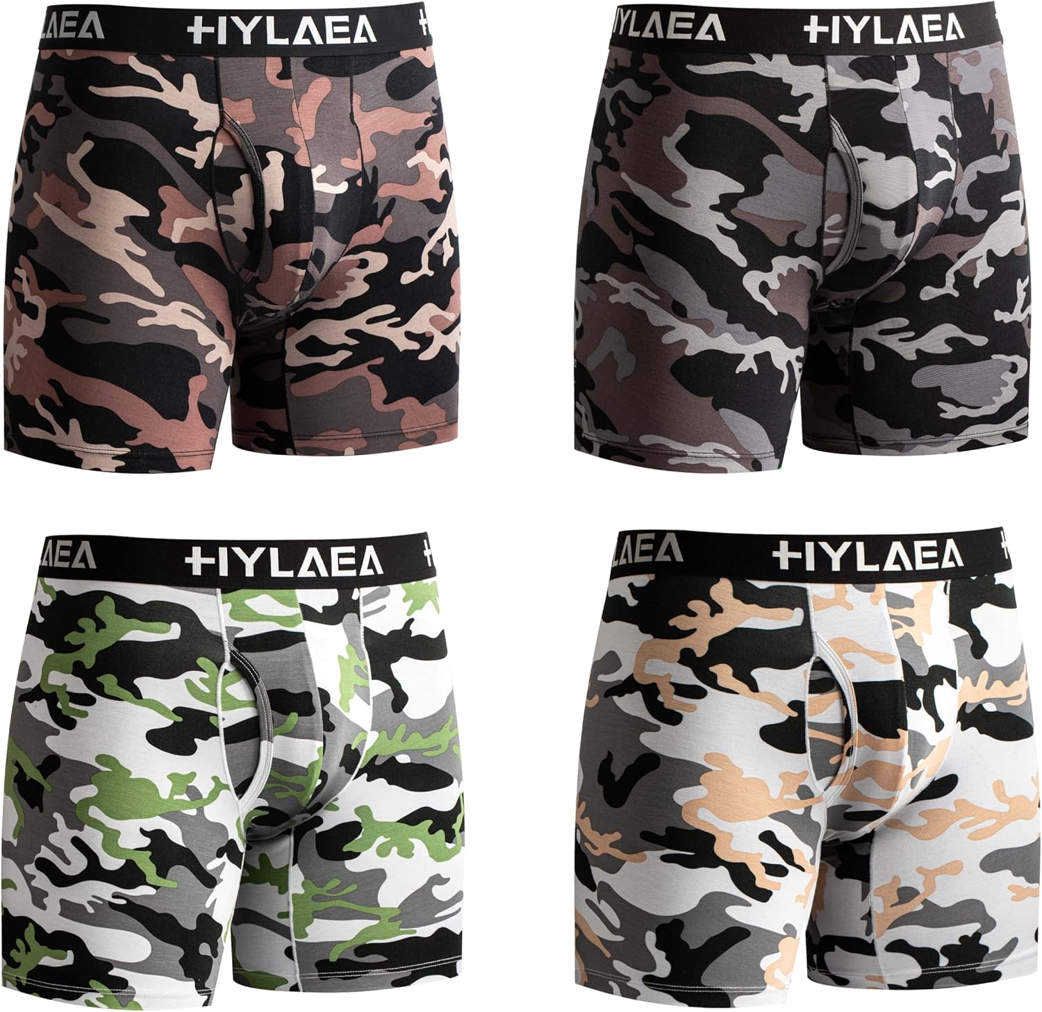 Hylaea Mens Bamboo Boxer Briefs, Breathable Moisture-Wicking Underwear | No Ride Up | 3D Pouch Support | Quick Dry | Anti-Odor | Tagless | Wide Waistband | Extended Leg Cut | Lightweight Fabric