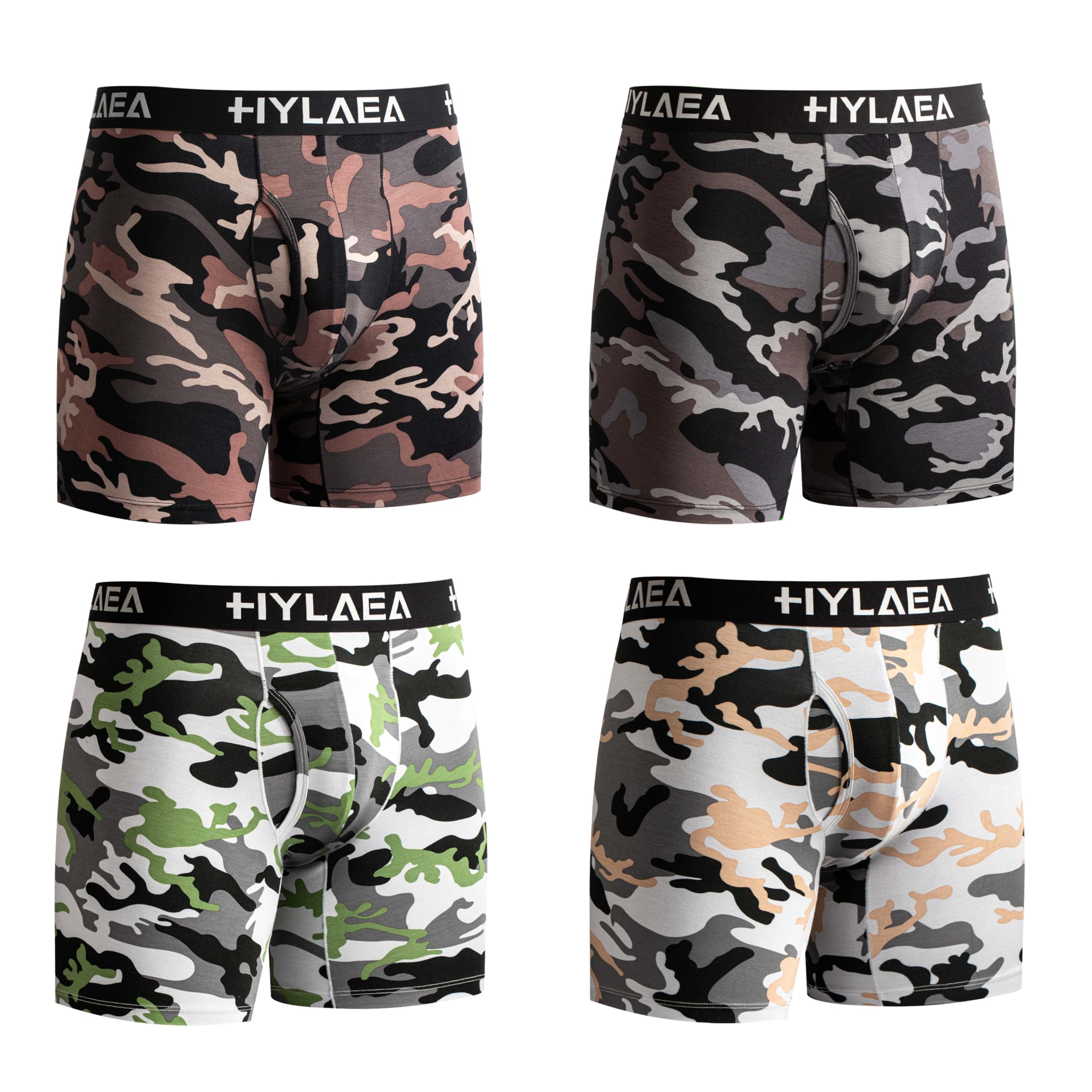Hylaea Mens Bamboo Boxer Briefs, Breathable Moisture-Wicking Underwear | No Ride Up | 3D Pouch Support | Quick Dry | Anti-Odor | Tagless | Wide Waistband | Extended Leg Cut | Lightweight Fabric