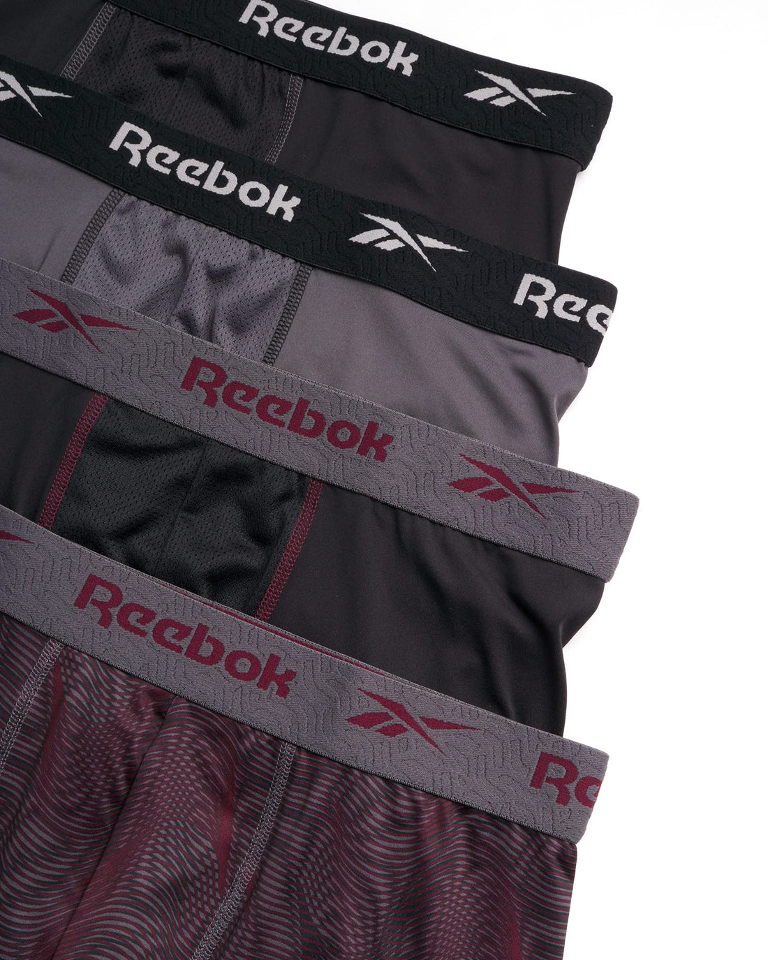 Reebok Mens Boxer Briefs - 4 Pack Underwear with Contour Pouch, 6'' Inseam | Athletic Stretch Performance Moisture-Wicking Fabric, No Fly Pouch, Tag-Free Waistband