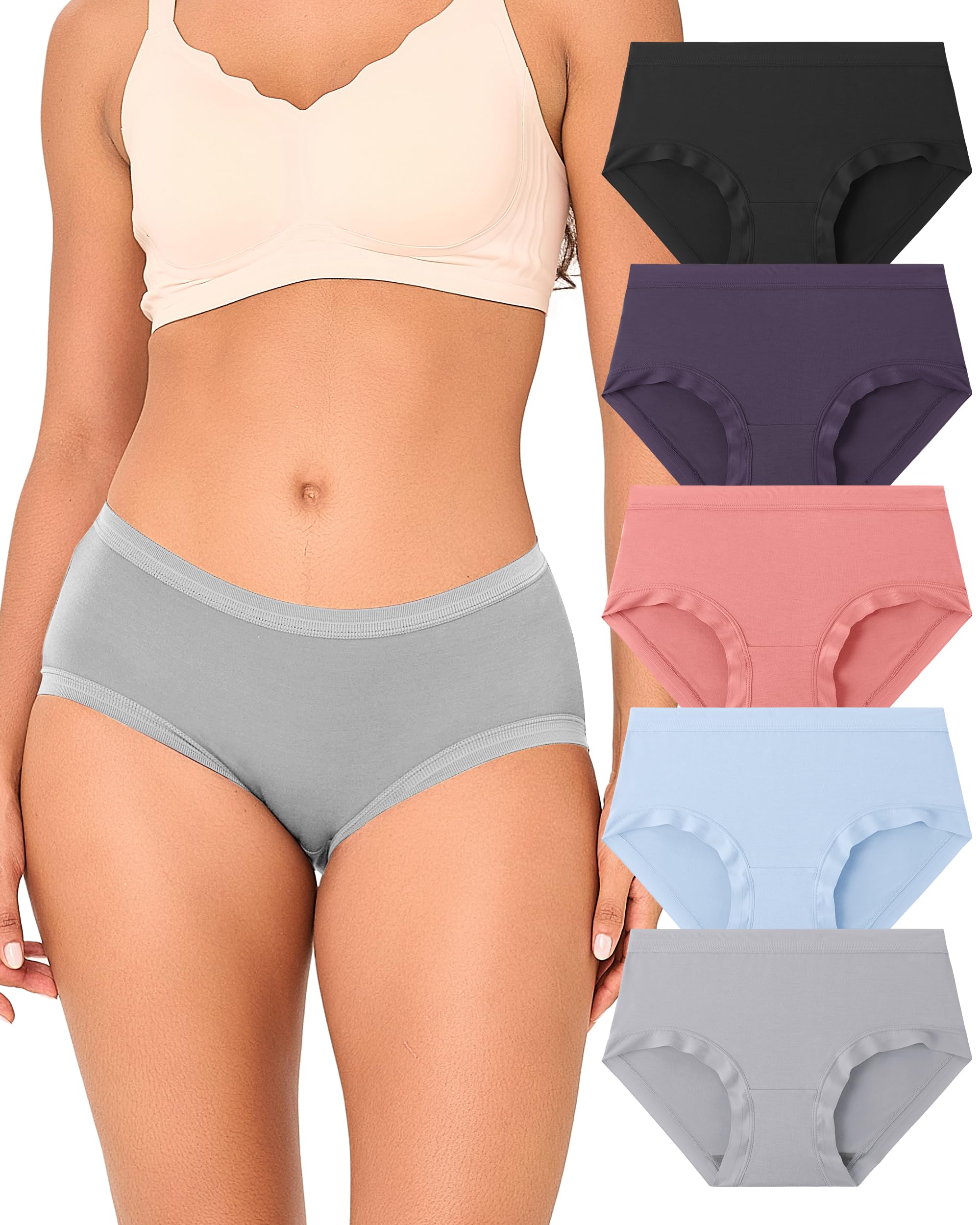 BAMBOO COOL Women's Underwear Briefs for Women Lightweight Ladies Panties Moisture-Wicking Stretchy Soft Breathable 5-pack