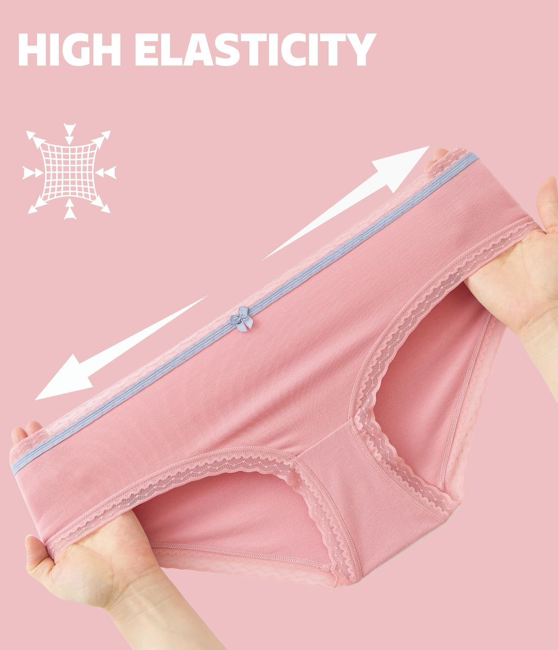ANLIQI Cotton Underwear for Women Soft Lace Trim Hipster Panties Low Rise Bikini Undies Multipack