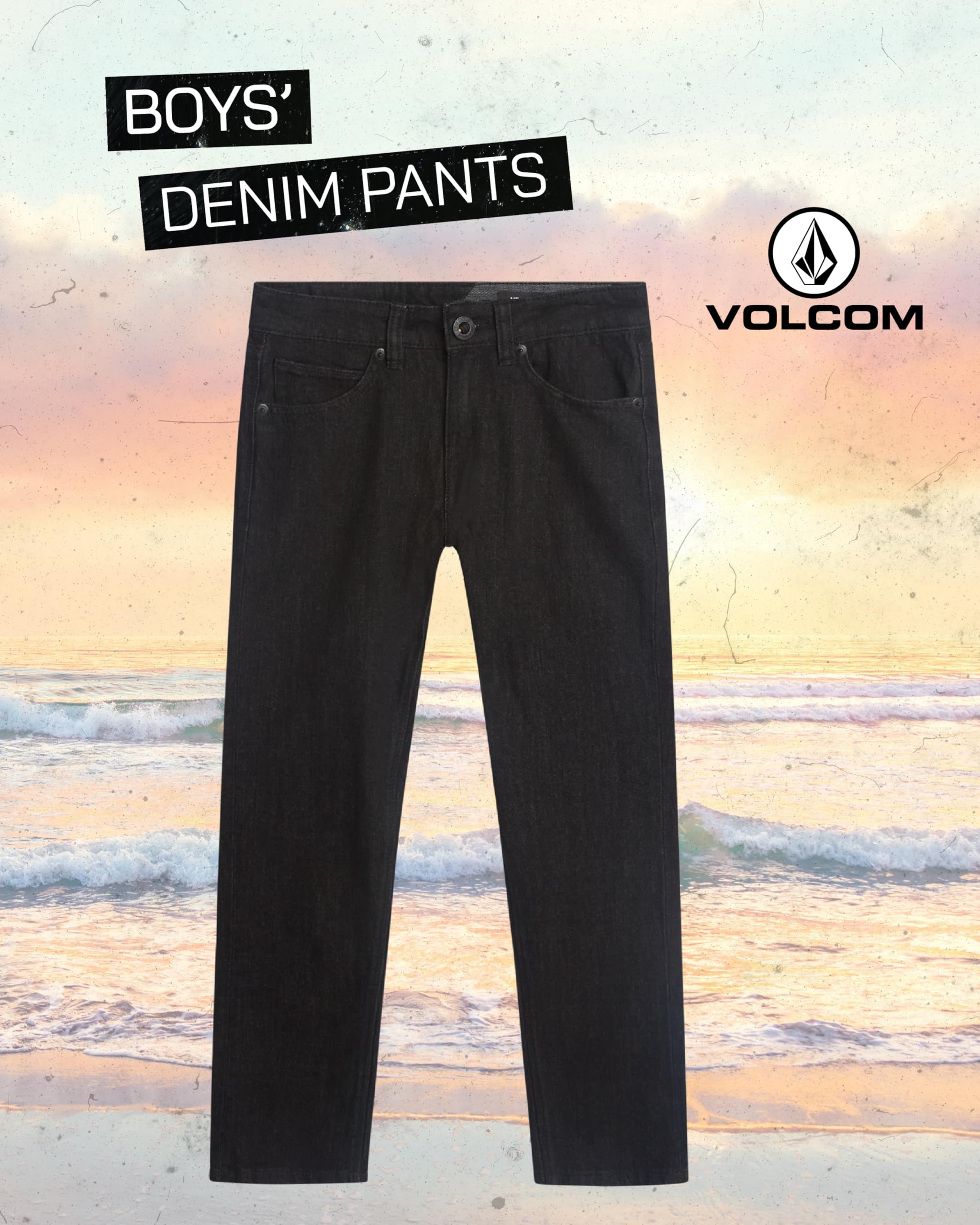 Volcom Boys' Regular Fit Pull-On Denim Jeans, 5-Pocket Style | Relaxed Comfort That Moves with Growing Kids, a Classic Timeless Look for School, Weekends or Everyday Wear