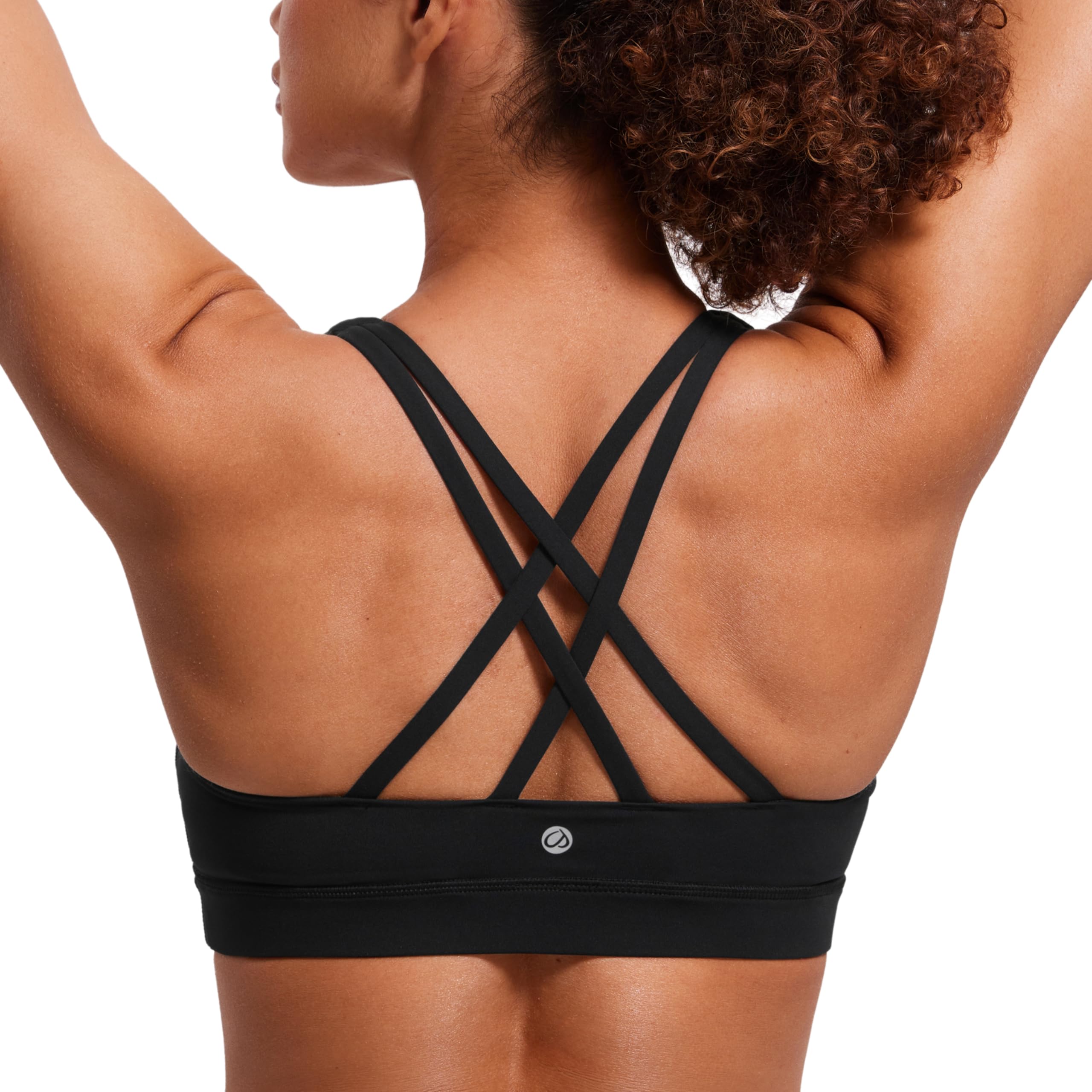 CRZ YOGA Naked Feeling Strappy Sports Bras | Medium Support, Removable Pads, Yoga, Sleek, Scoop Neck, for Women