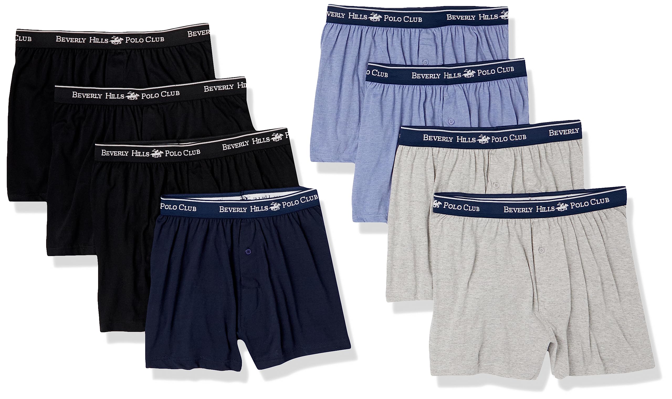 Beverly Hills Polo Club Men's Beverly Hills Polo Club Men's 8 Pack Knit Boxer