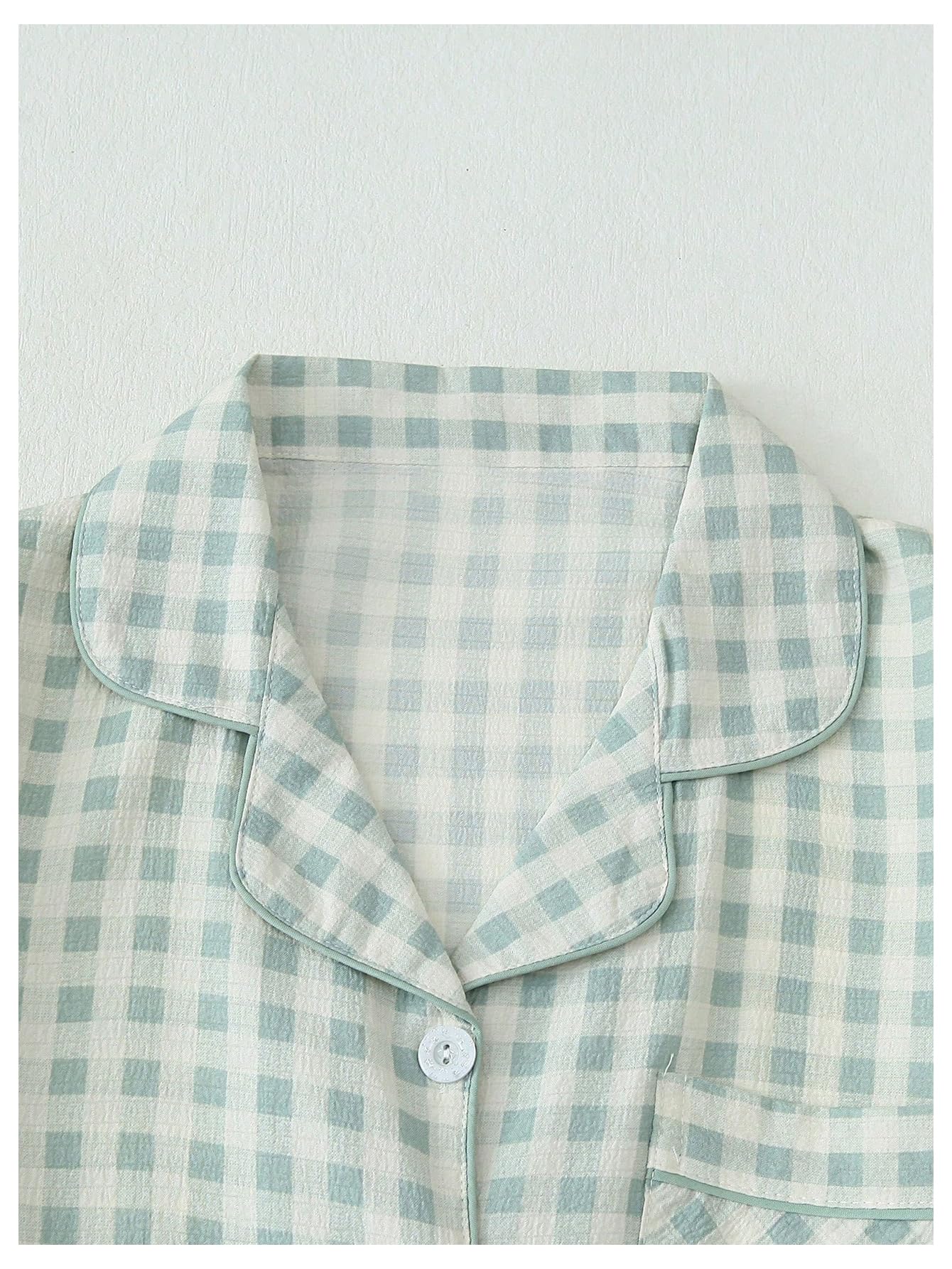 Verdusa Pajamas Sets 2 Piece Gingham Cute Button Down Shirts with Shorts