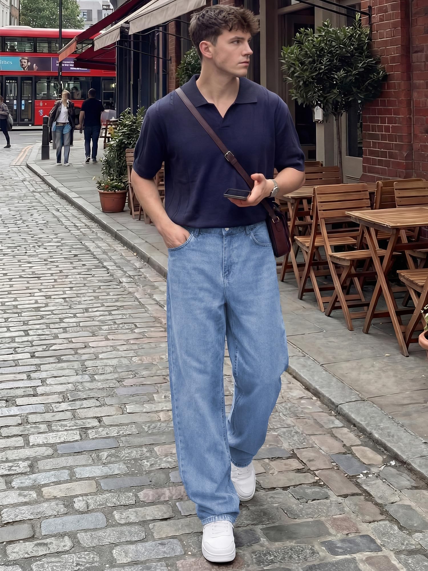 JMIERR Mens Baggy Jeans Wide Leg Y2K Loose Fit Denim Pants | Vintage Relaxed Loose Fit, Stretch, Straight Leg, Skater Streetwear, 5 Pockets, Casual Carpenter Jean, Hip Hop