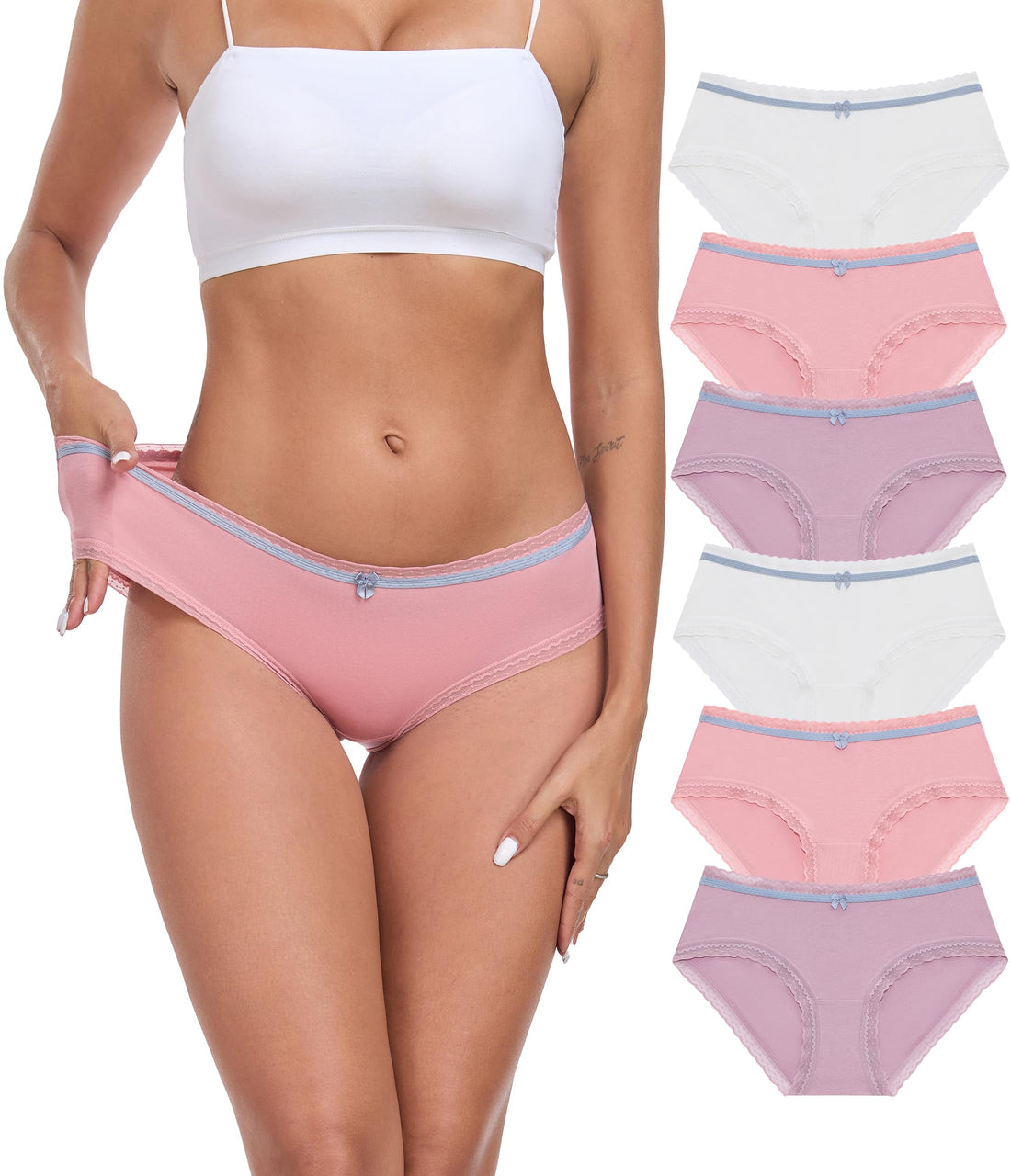 ANLIQI Women's Cotton Modal Ployamide Bikini Panties, Soft Moisture Wicking Hipster Briefs Undies for Ladies Multi-Pack