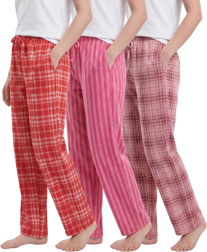 Andrew Scott Women's Flannel Sleep Pants| Lounging PJ Pant | Drawstring & Pockets | Multi Packs & Colors