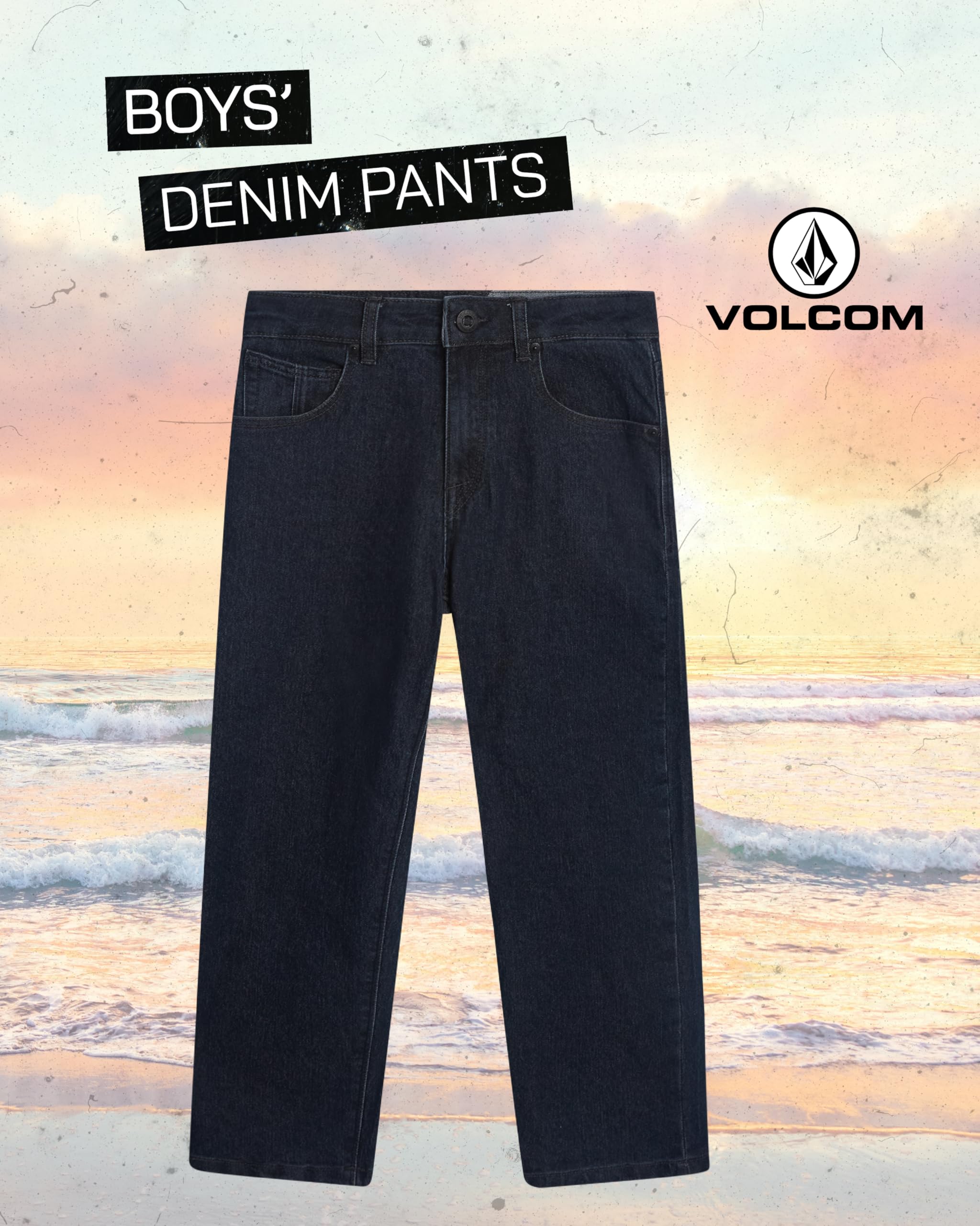 Volcom Boys' Regular Fit Pull-On Denim Jeans, 5-Pocket Style | Relaxed Comfort That Moves with Growing Kids, a Classic Timeless Look for School, Weekends or Everyday Wear
