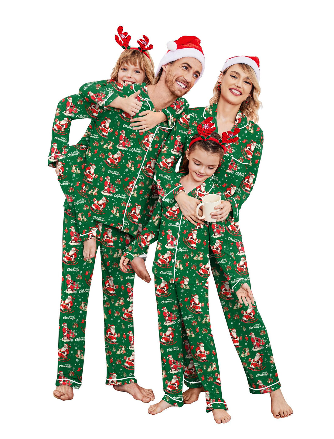 Ekouaer Christmas Family Matching Pajamas Long Sleeve Button Down Pj Set