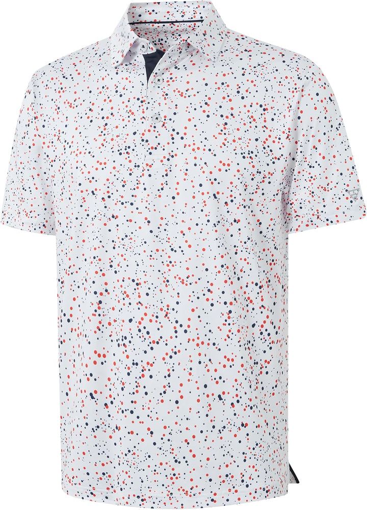M MAELREG Mens Golf Shirt Print Performance Moisture Wicking Dry Fit Short Sleeve Casual Collared Polo Shirts for Men