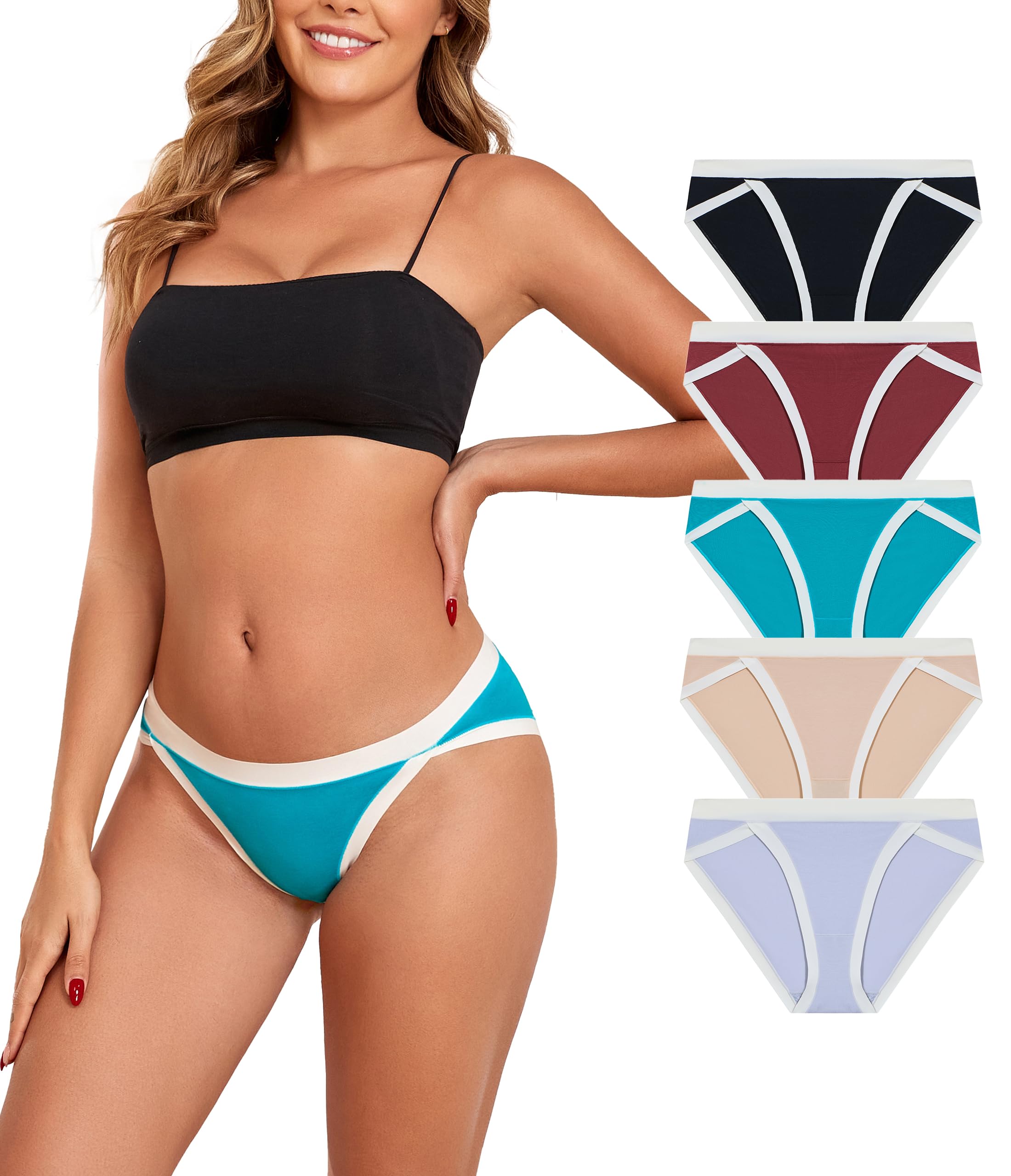 ANLIQI Women's Cotton Modal Ployamide Bikini Panties, Soft Moisture Wicking Hipster Briefs Undies for Ladies Multi-Pack