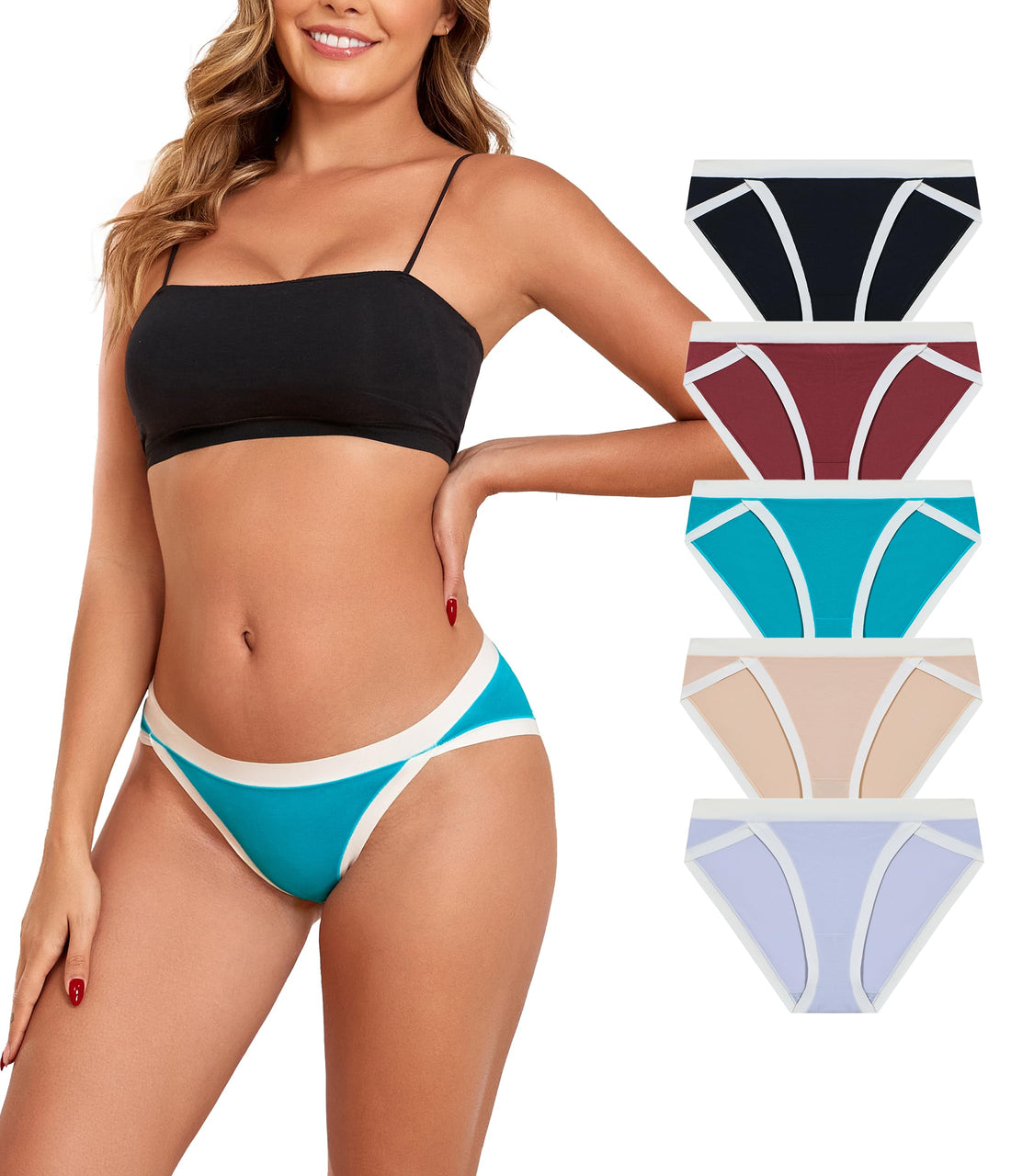 ANLIQI Women's Cotton Modal Ployamide Bikini Panties, Soft Moisture Wicking Hipster Briefs Undies for Ladies Multi-Pack
