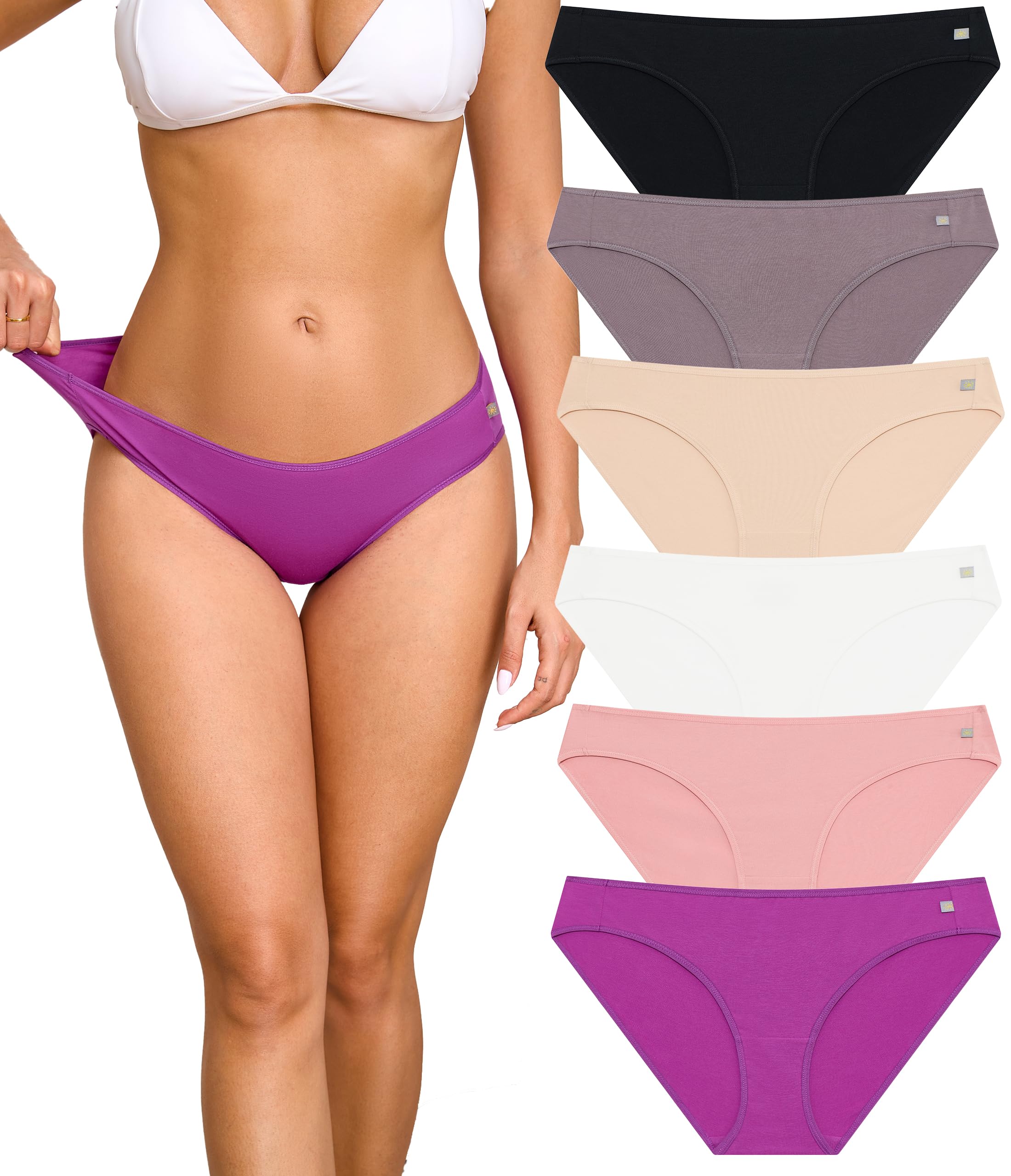 ANLIQI Women's Cotton Underwear Bikini Panties for Women Pack Moisture Wicking Soft Breathable Undies Stretch Hipster S-3XL