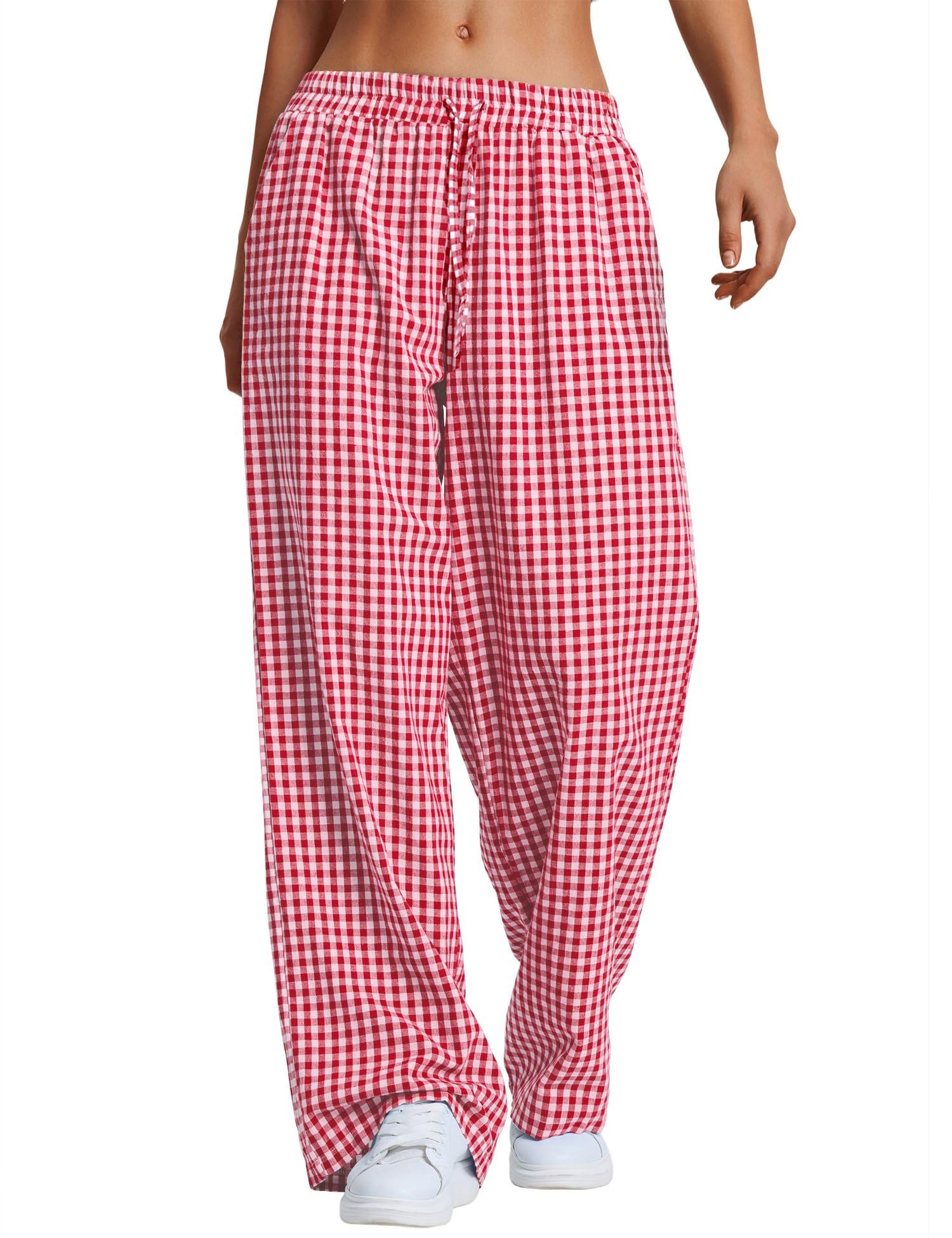 LOMON Striped Gingham Pants Women Summer Fall Pajamas Lounge Boxer Bottoms