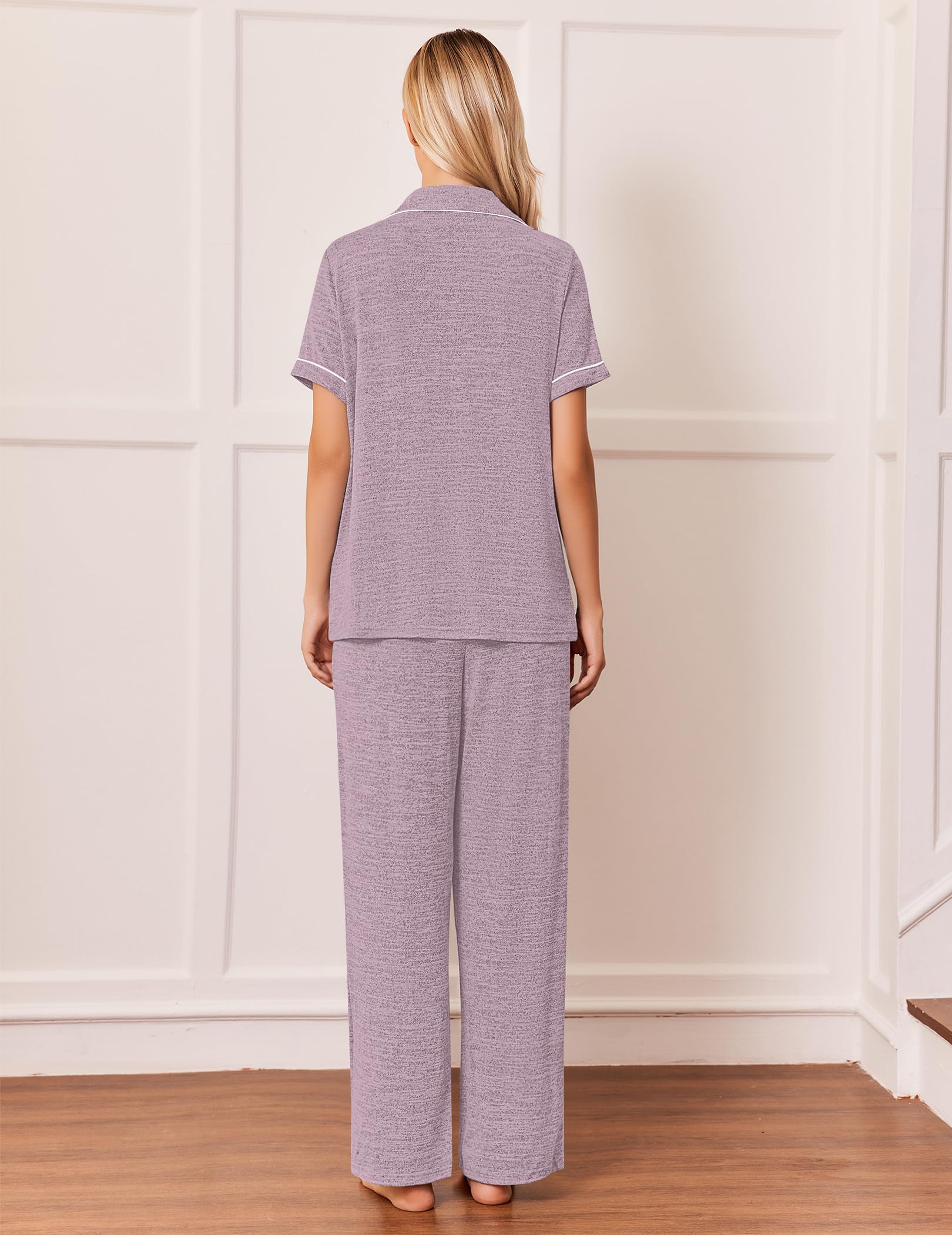 Ekouaer Pajamas for Women Set Short Sleeve Long Pants 2 Piece Lounge Set