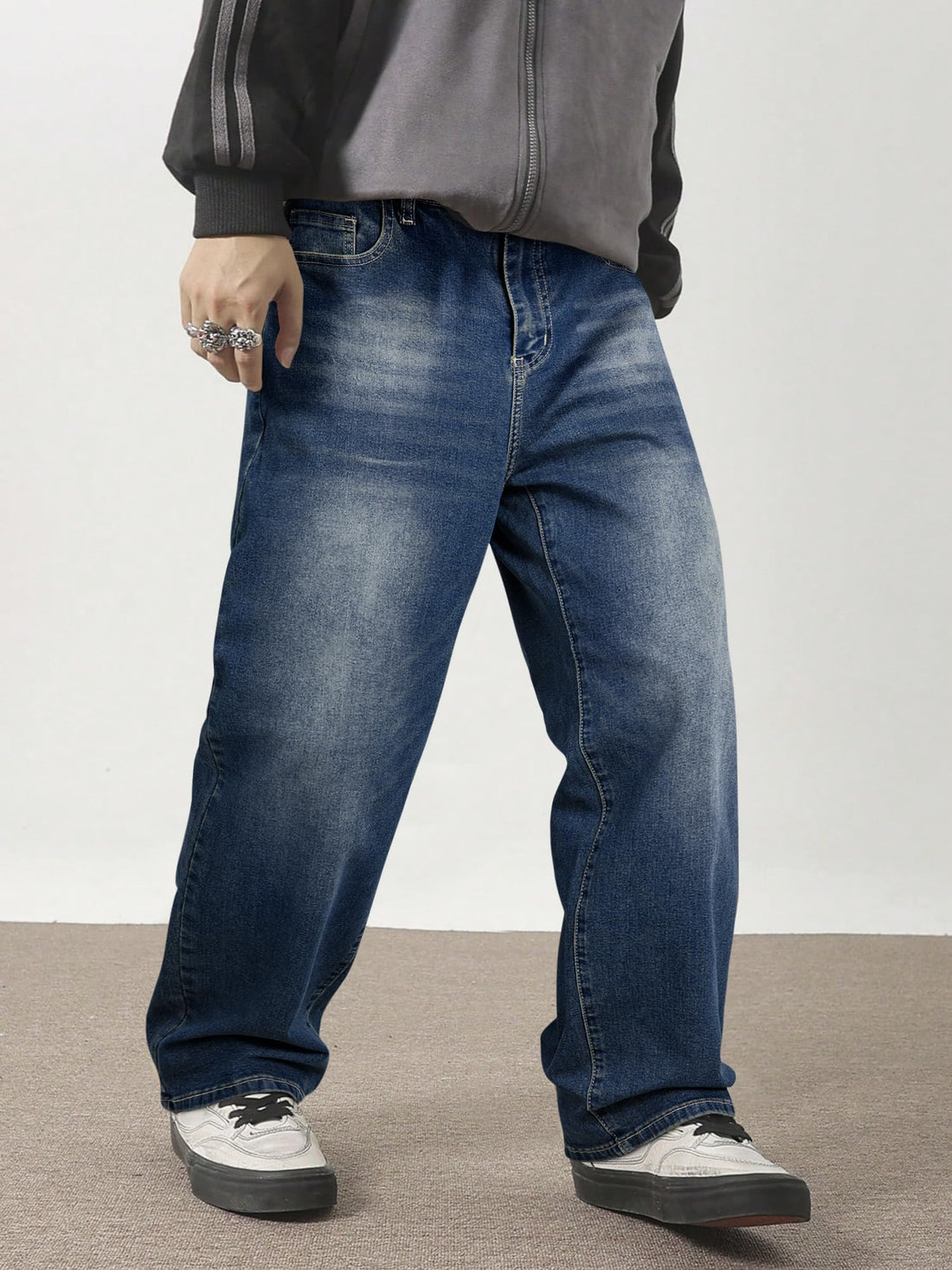 JMIERR Men's Tapered Baggy Jeans - Loose Fit Wide Leg Denim Pants | Vintage Relaxed Loose Fit, Stretch, Wide Leg, Skater Streetwear, 5 Pockets, Casual Carpenter Jean, Hip Hop,Loose Fit,Outfit