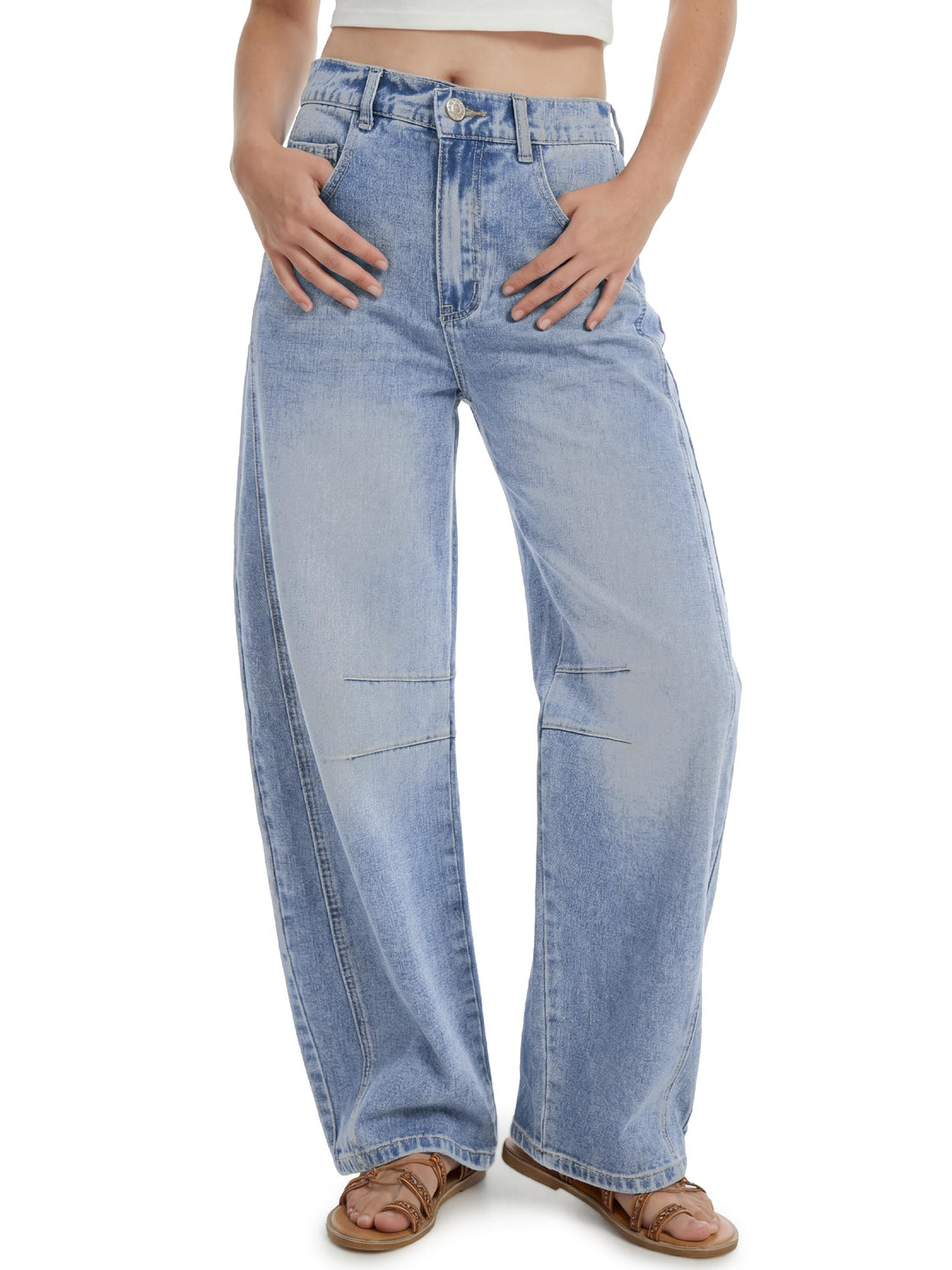SEVEGO Womens Tall 30/32/34 Barrel Jeans Vintage Wide Leg Mid Rise Baggy Y2k Cropped Relax Fit Denim Trouser Ankle Pants