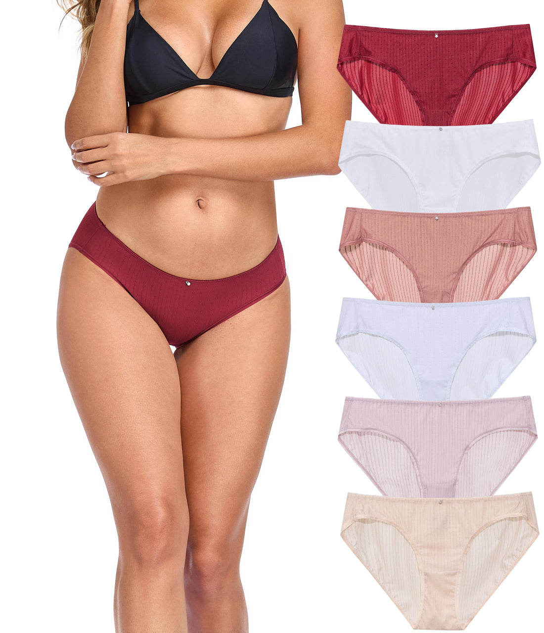 ANLIQI Womens Bikini Underwear Quick Dry Travel Panties Packs Ployamide Hipster Low Rise Soft Fast Wash Comfy Lady Undies