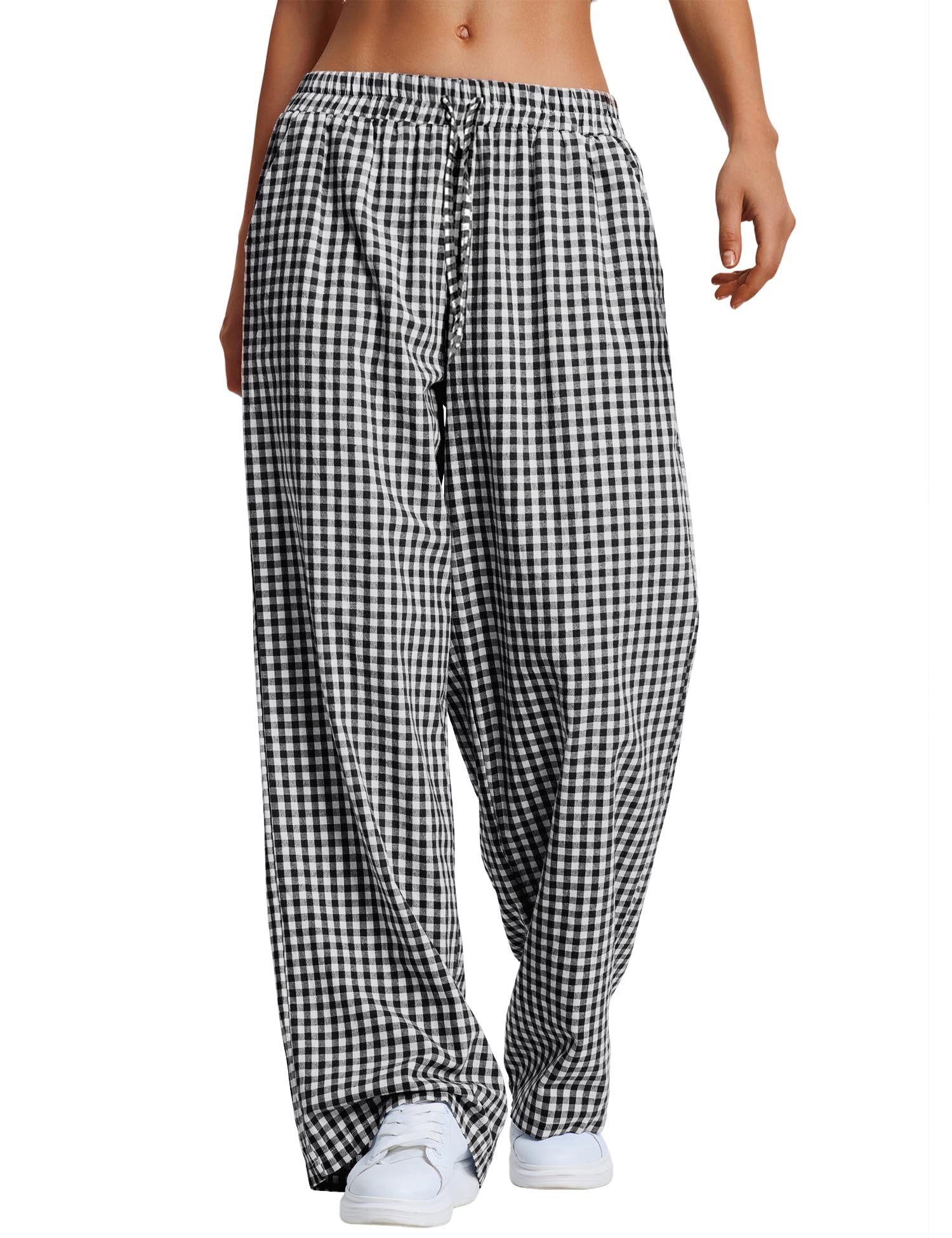 LOMON Striped Gingham Pants Women Summer Fall Pajamas Lounge Boxer Bottoms