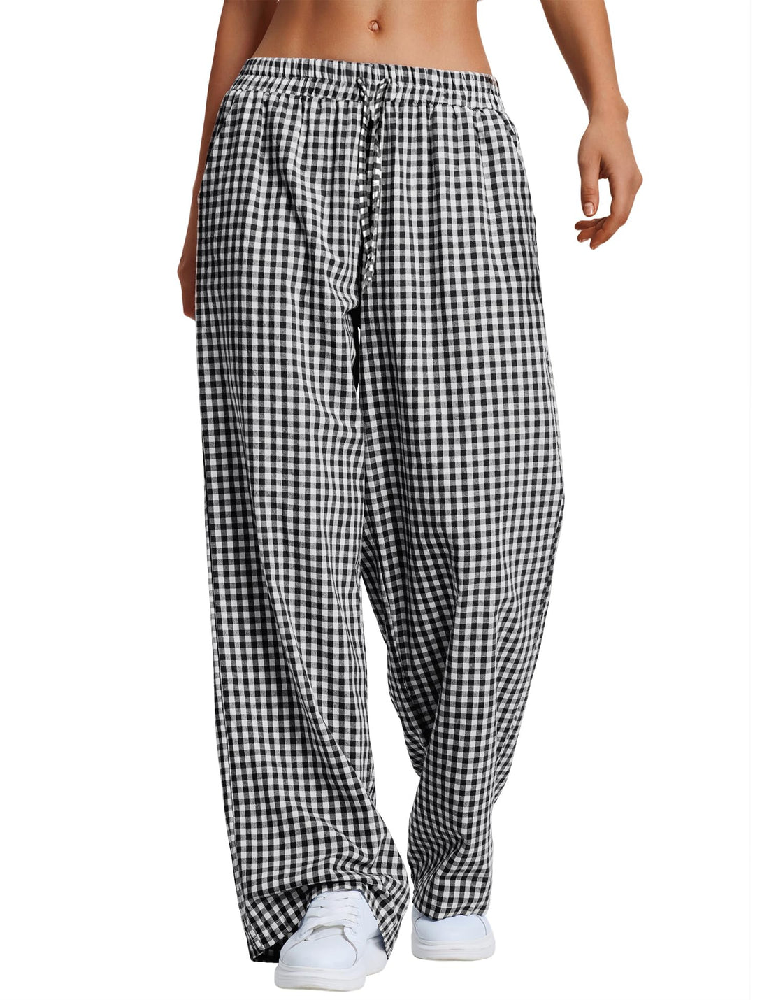 LOMON Striped Gingham Pants Women Summer Fall Pajamas Lounge Boxer Bottoms