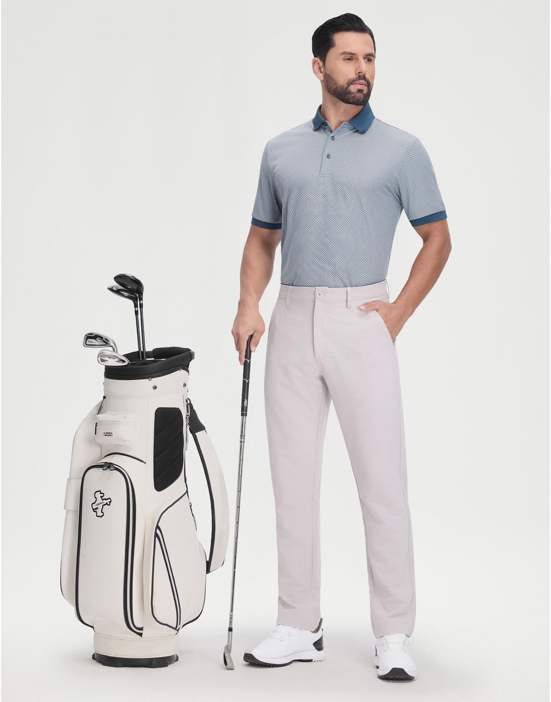 M MAELREG Mens Golf Polo Shirts Jacquard Ribbed Collar Performance Moisture Wicking Dry Fit Short Sleeve Golf Shirts for Men